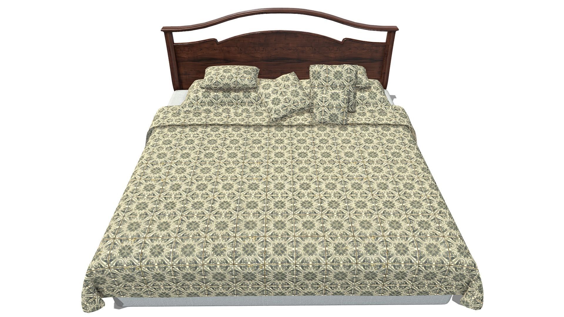Kingsize Bed Low-poly 3D model_5