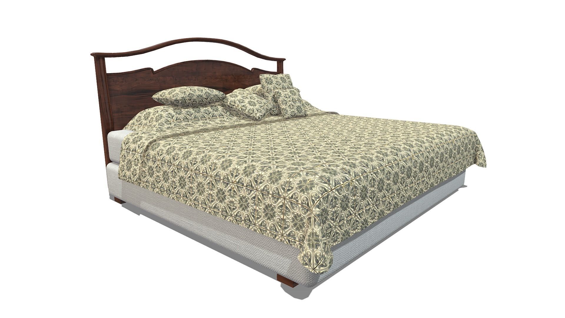 Kingsize Bed Low-poly 3D model_4