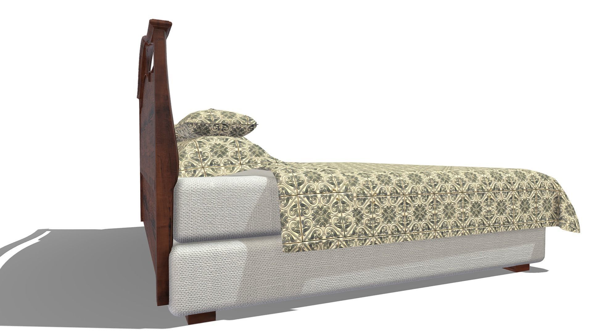 Kingsize Bed Low-poly 3D model_2