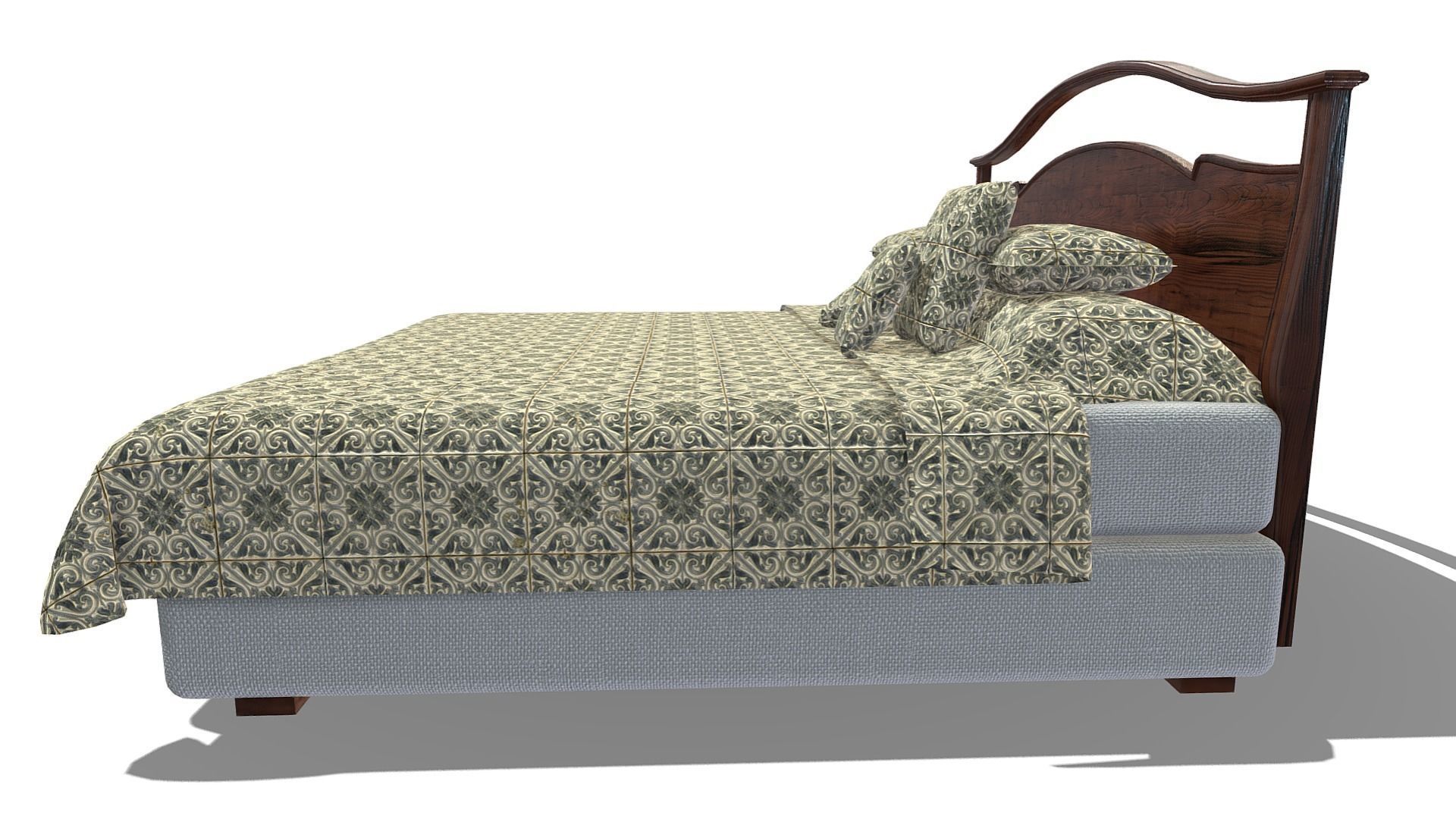 Kingsize Bed Low-poly 3D model_13
