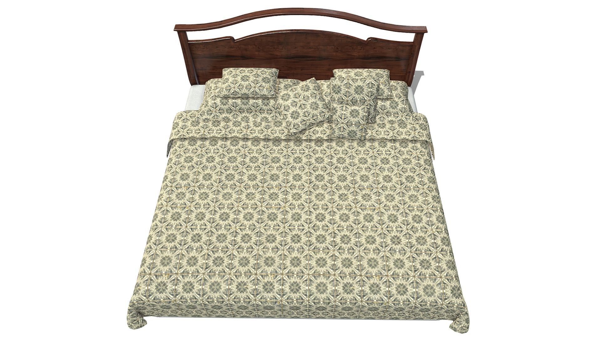 Kingsize Bed Low-poly 3D model_6