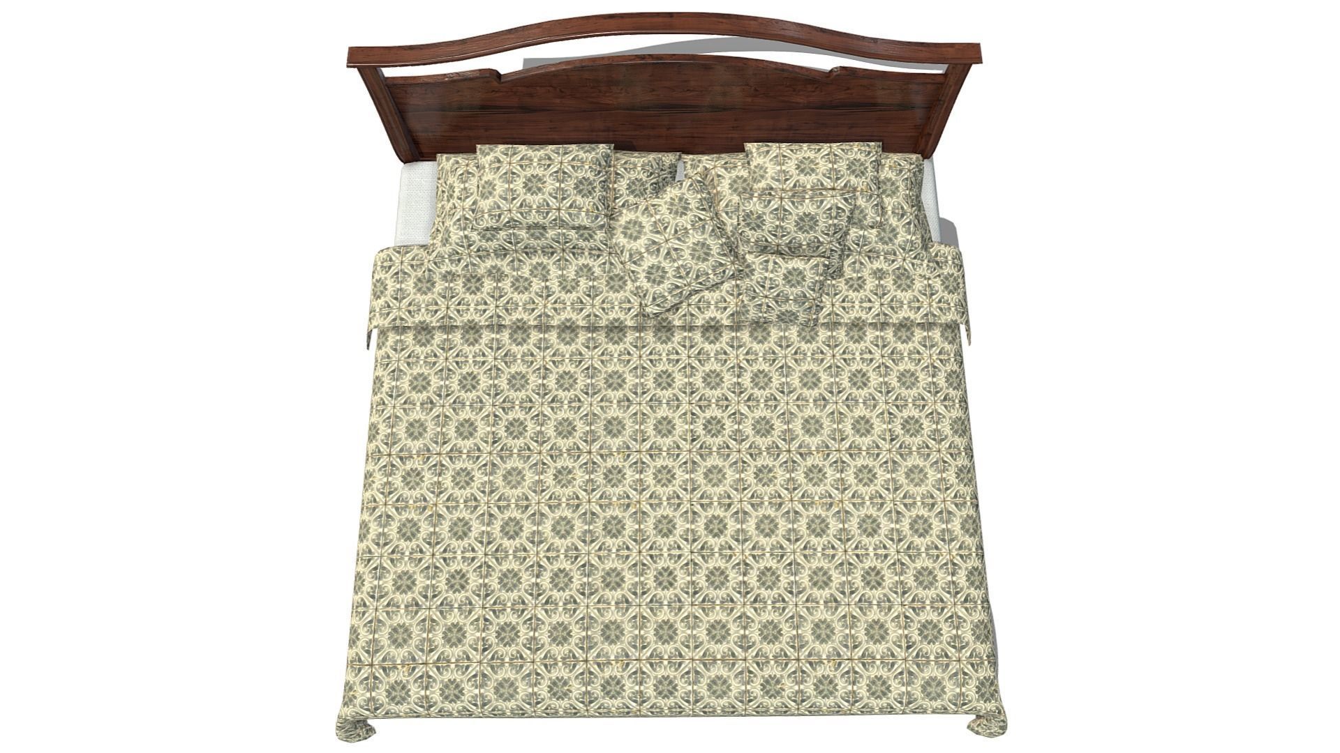Kingsize Bed Low-poly 3D model_7