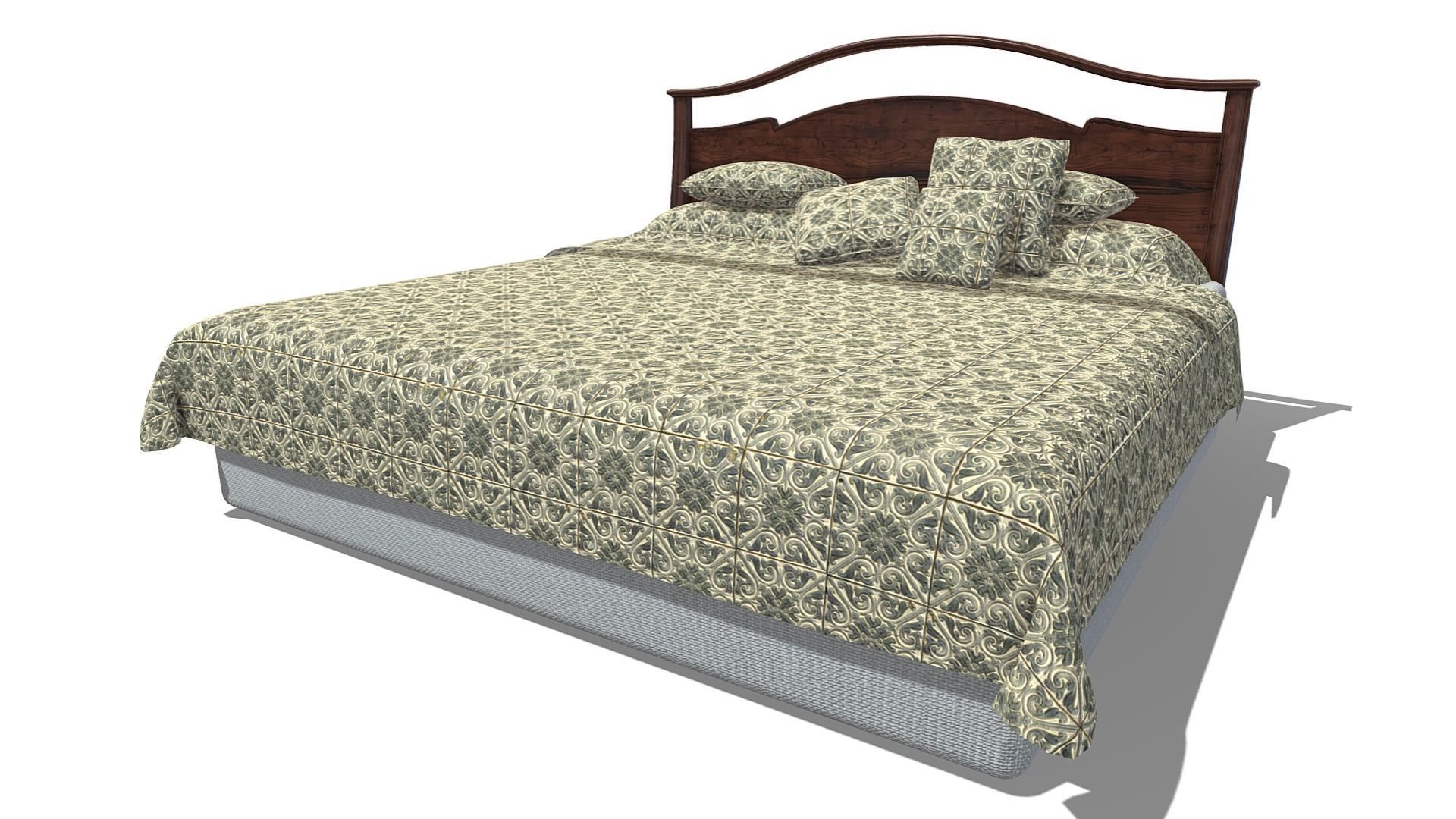 Kingsize Bed Low-poly 3D model_11