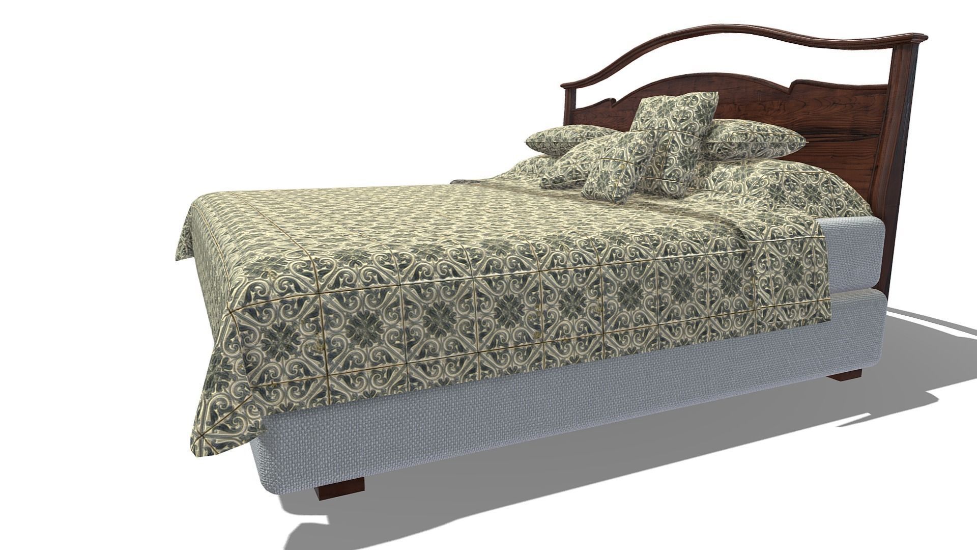 Kingsize Bed Low-poly 3D model_12