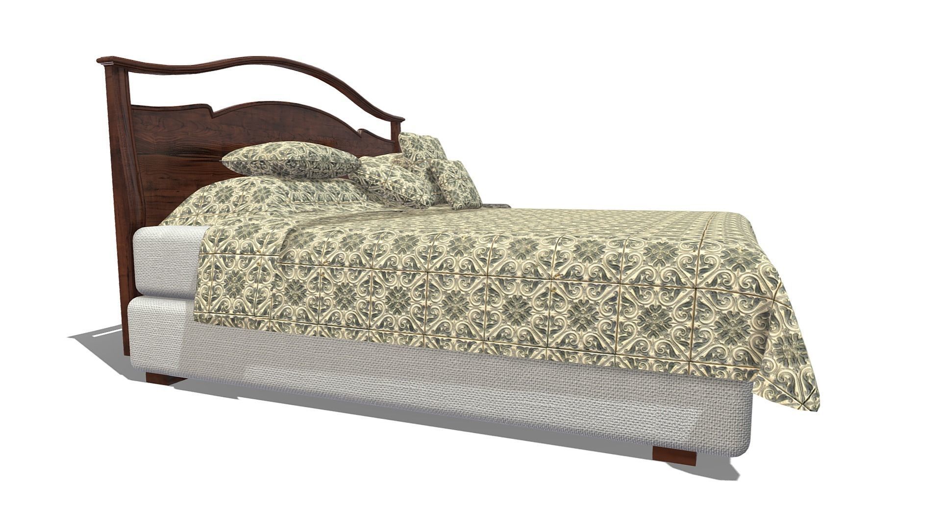 Kingsize Bed Low-poly 3D model_3