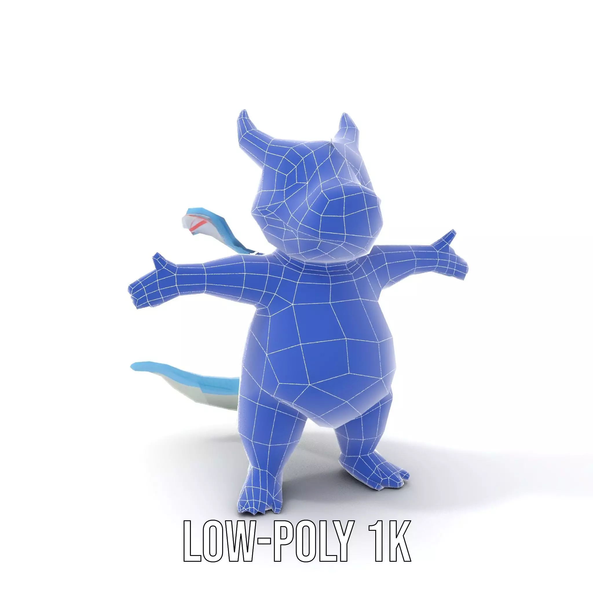 Blue Baby Dragon Rigged and Animated in Striped Suit Low-poly 3D model_25