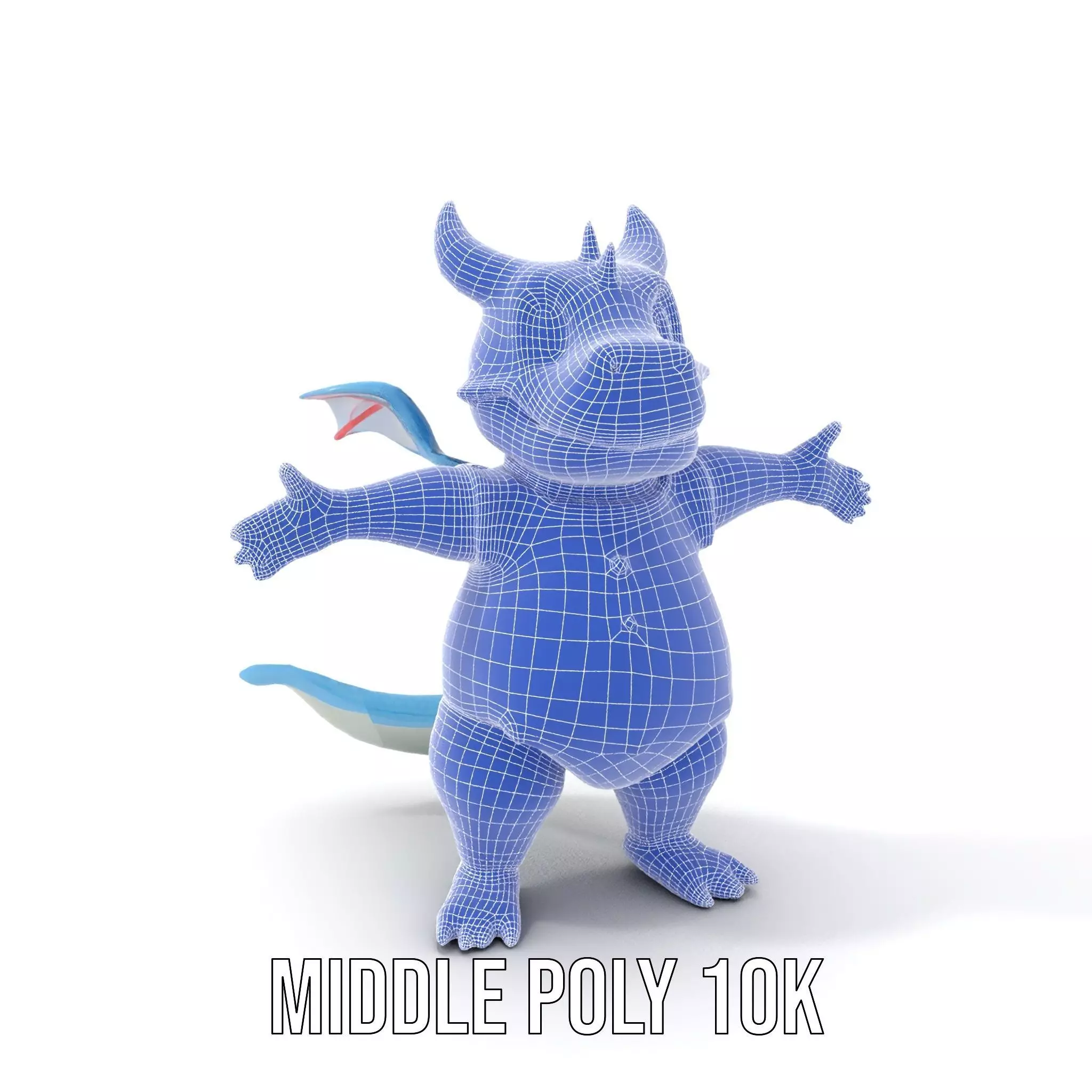 Blue Baby Dragon Rigged and Animated in Striped Suit Low-poly 3D model_13