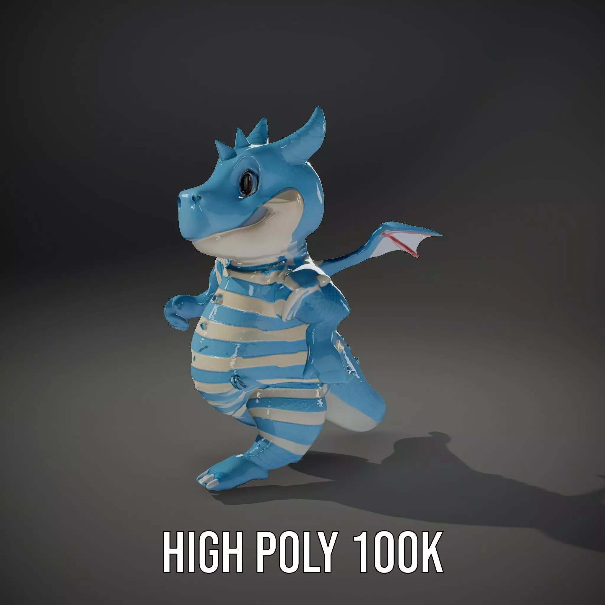 Blue Baby Dragon Rigged and Animated in Striped Suit Low-poly 3D model_32