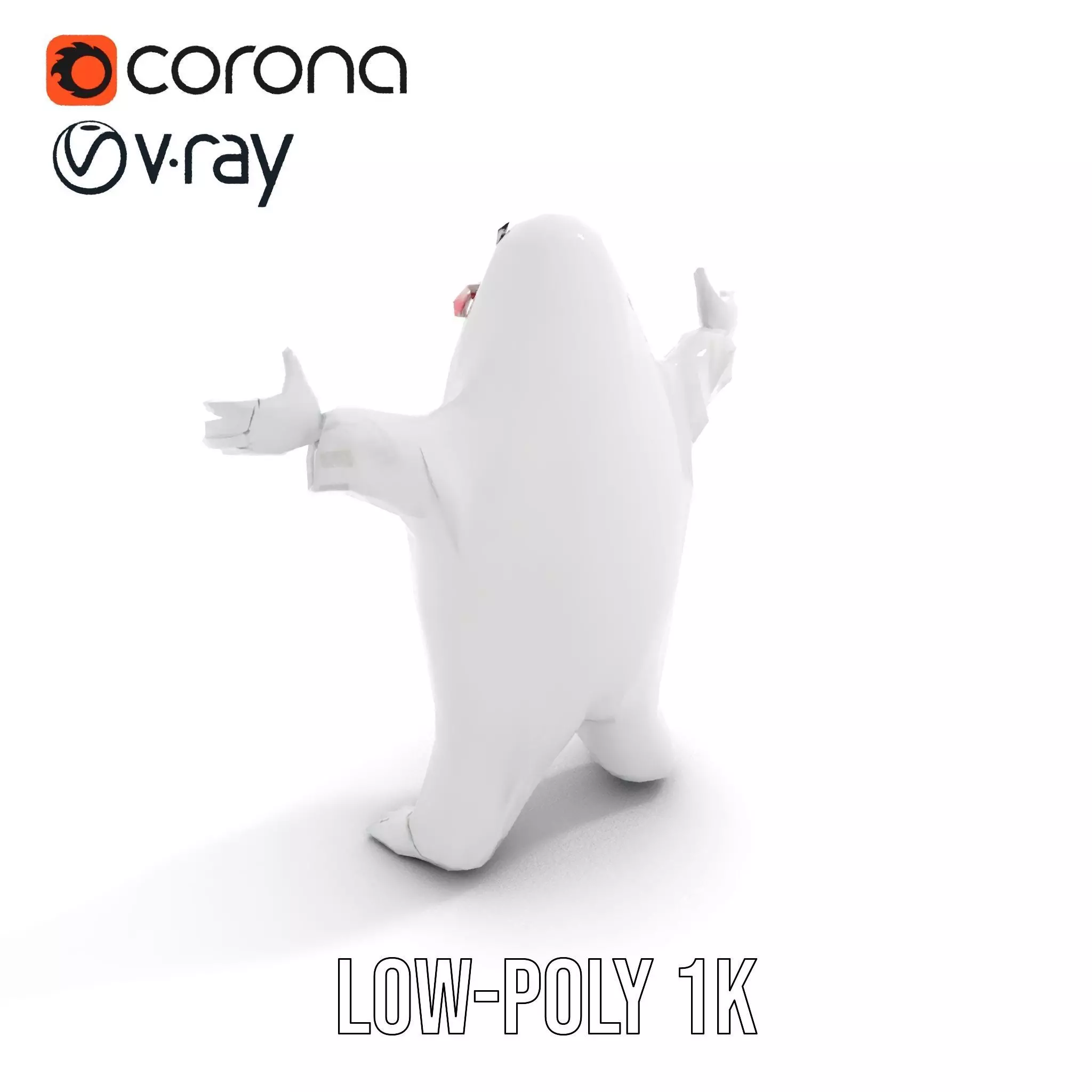 Friendly Ghost Character Model  Rigged and Animated Low-poly 3D model_8