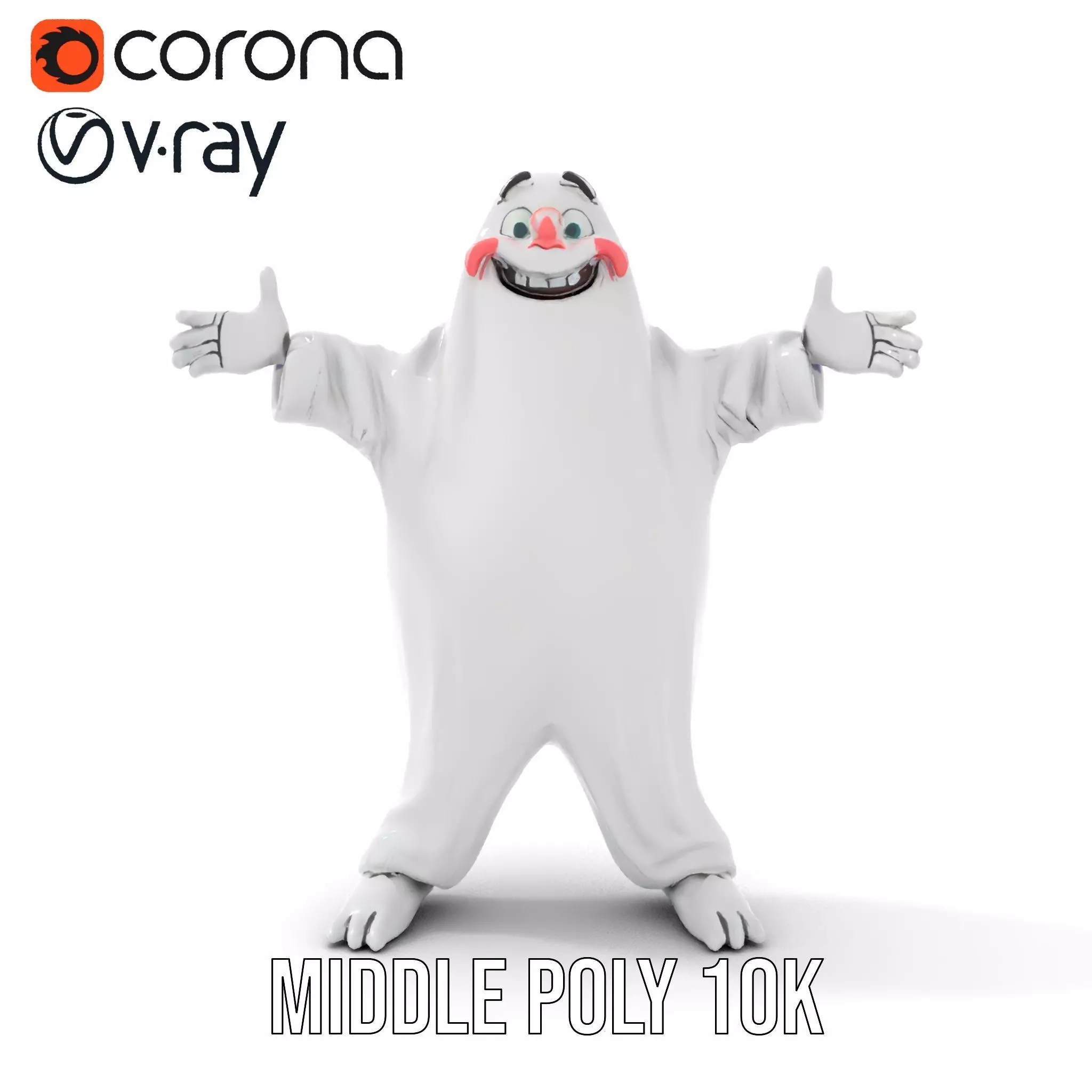 Friendly Ghost Character Model  Rigged and Animated Low-poly 3D model_24