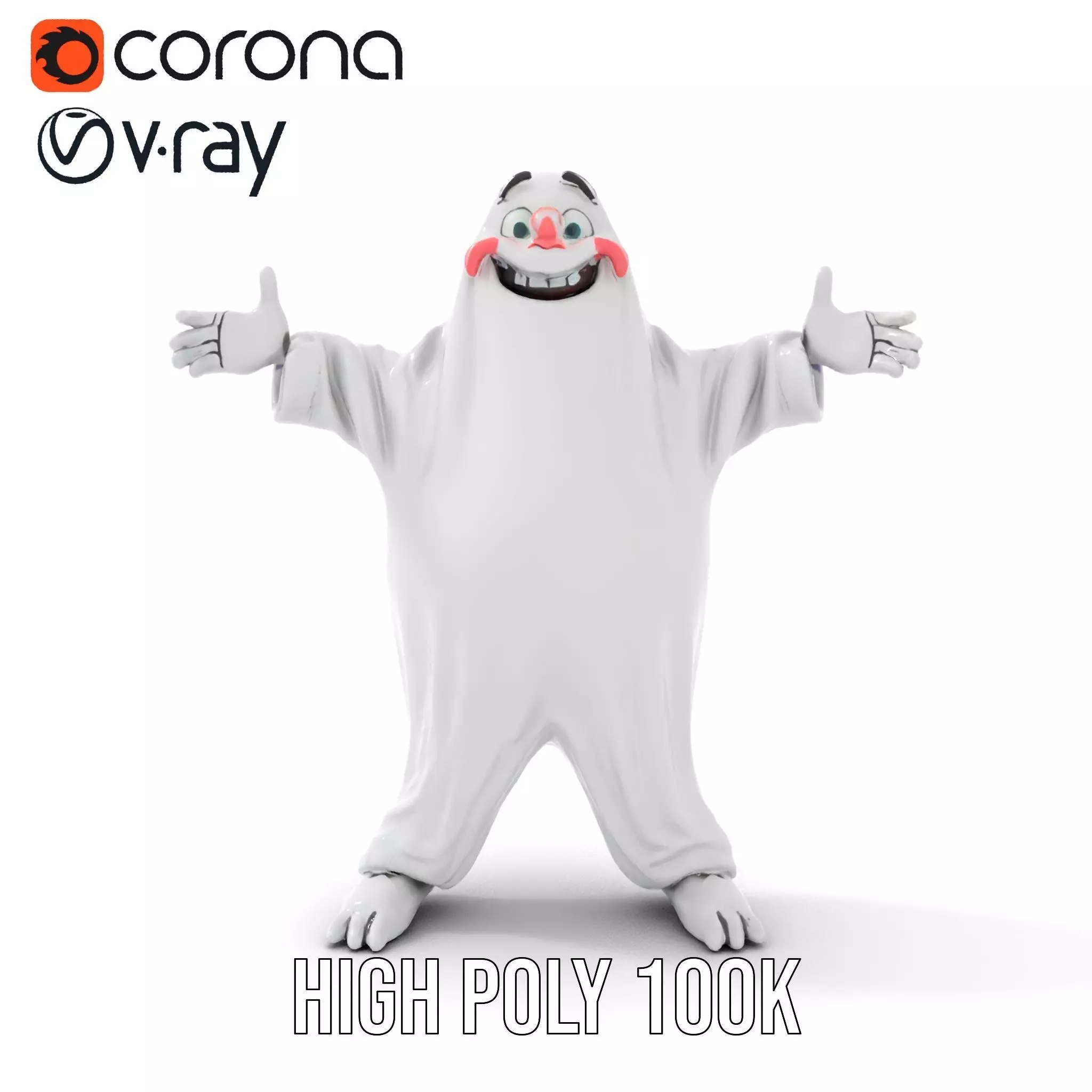 Friendly Ghost Character Model  Rigged and Animated Low-poly 3D model_20