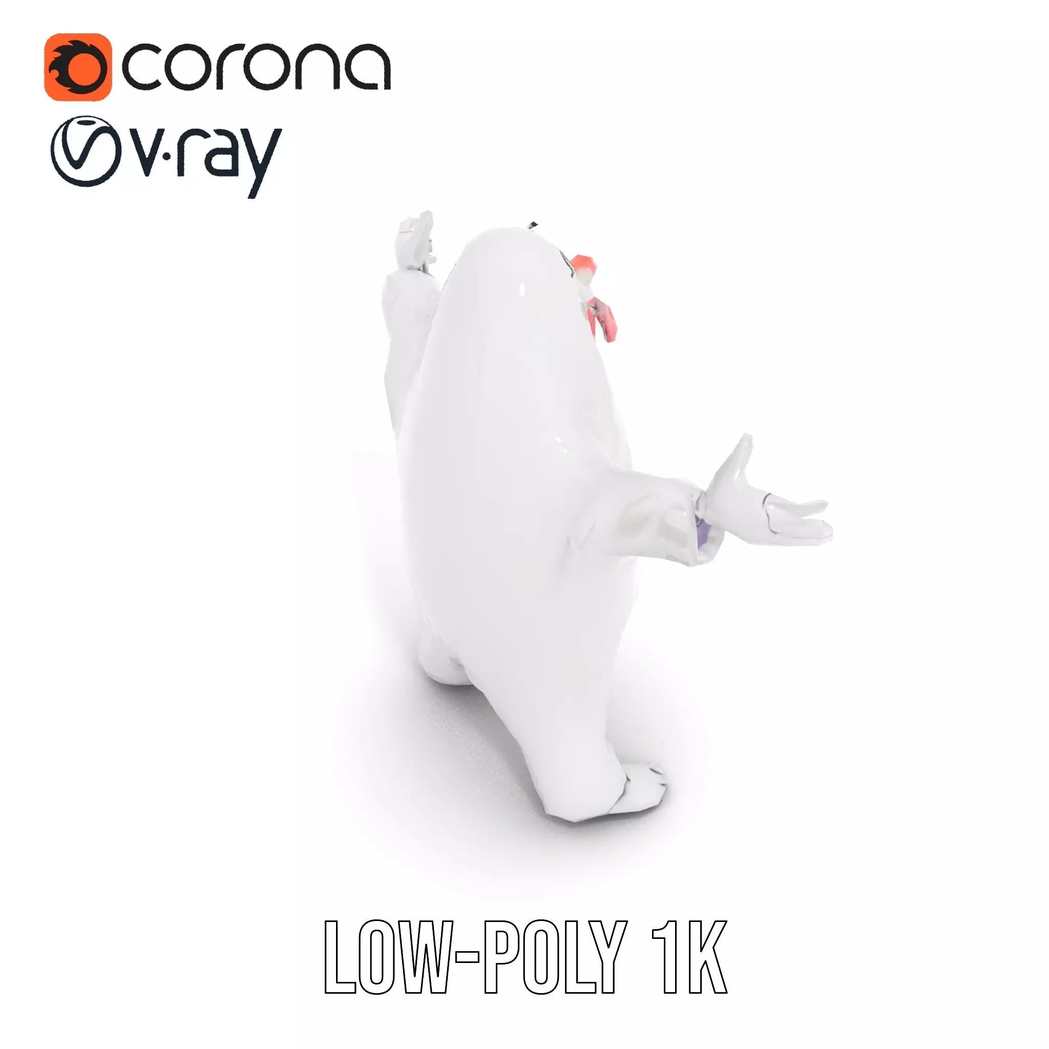 Friendly Ghost Character Model  Rigged and Animated Low-poly 3D model_17