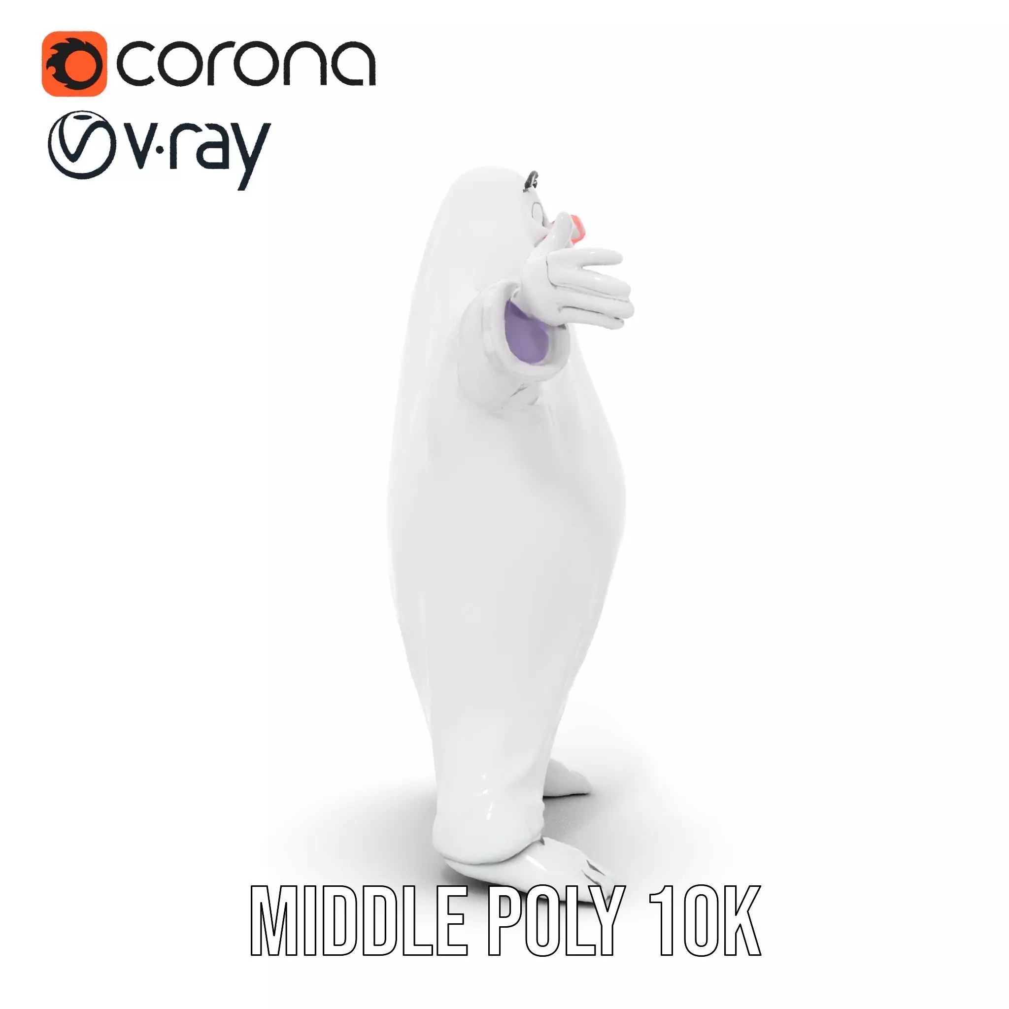 Friendly Ghost Character Model  Rigged and Animated Low-poly 3D model_30