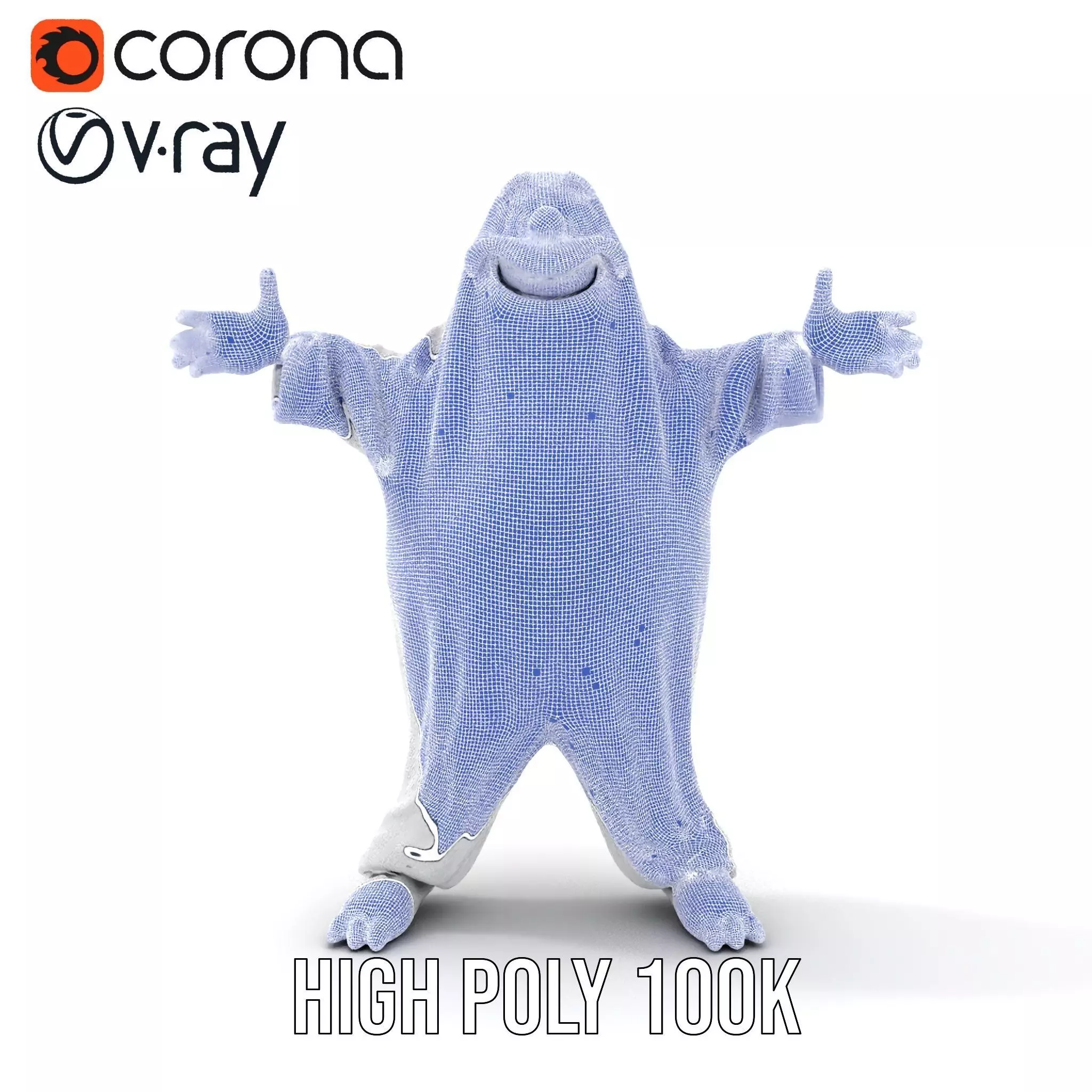 Friendly Ghost Character Model  Rigged and Animated Low-poly 3D model_33
