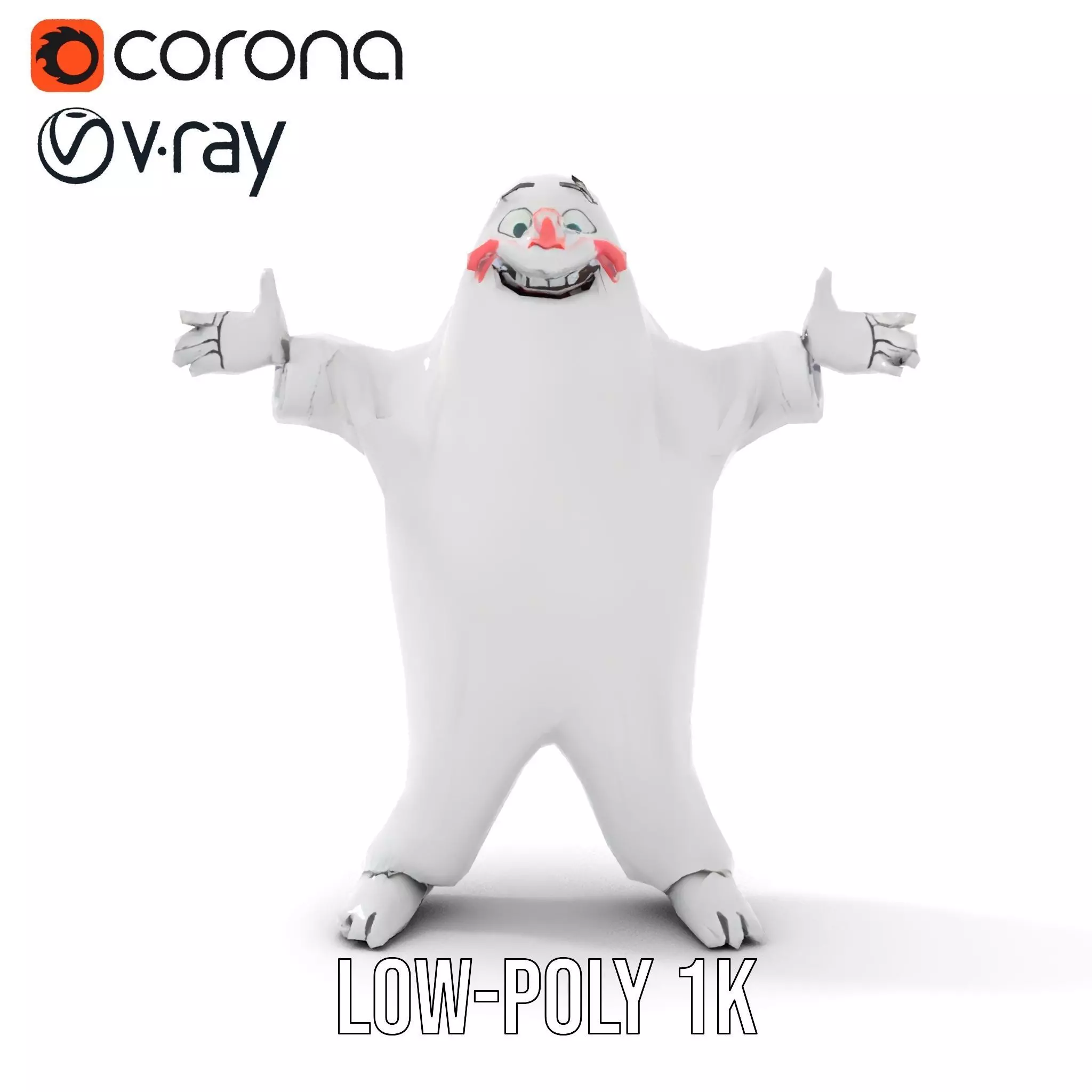 Friendly Ghost Character Model  Rigged and Animated Low-poly 3D model_9