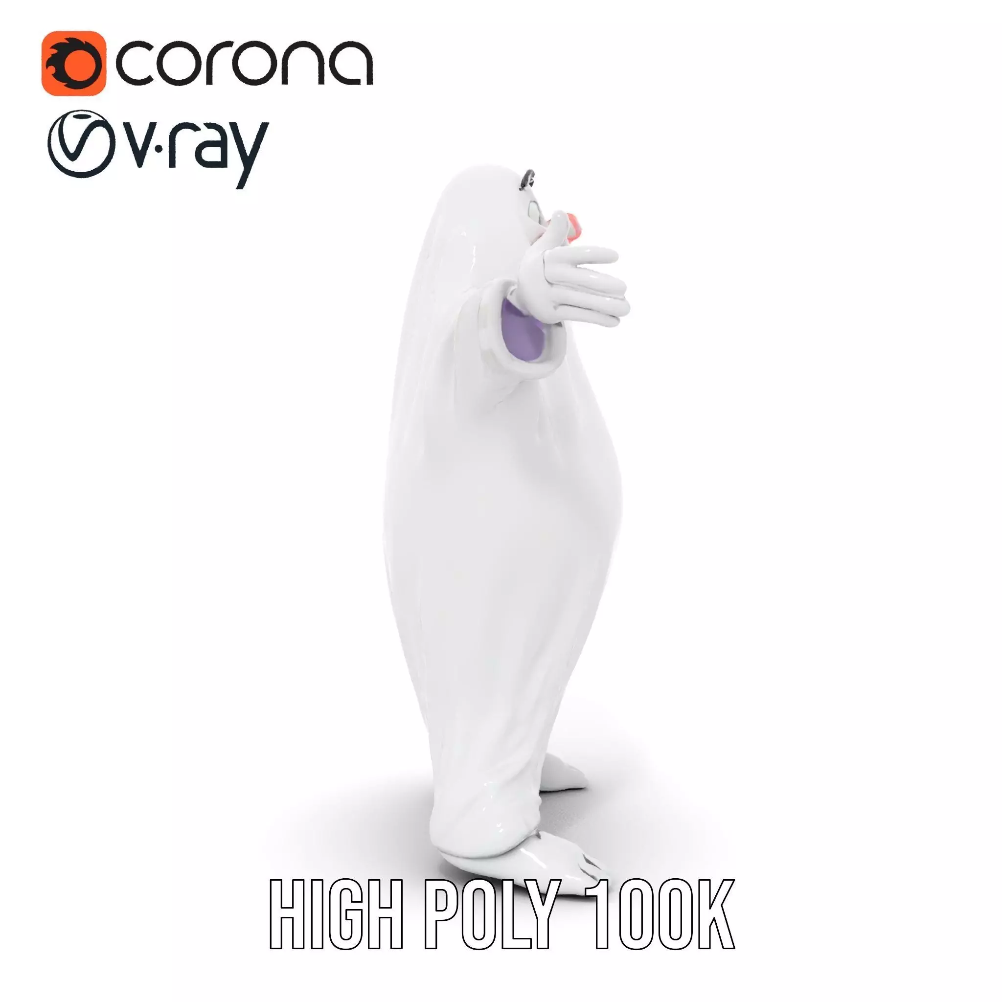 Friendly Ghost Character Model  Rigged and Animated Low-poly 3D model_23