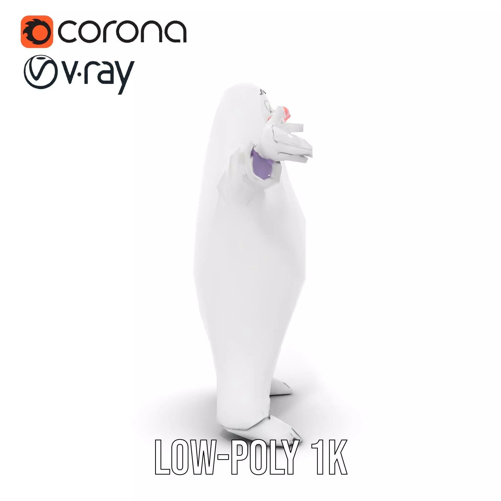 Friendly Ghost Character Model  Rigged and Animated Low-poly 3D model_14