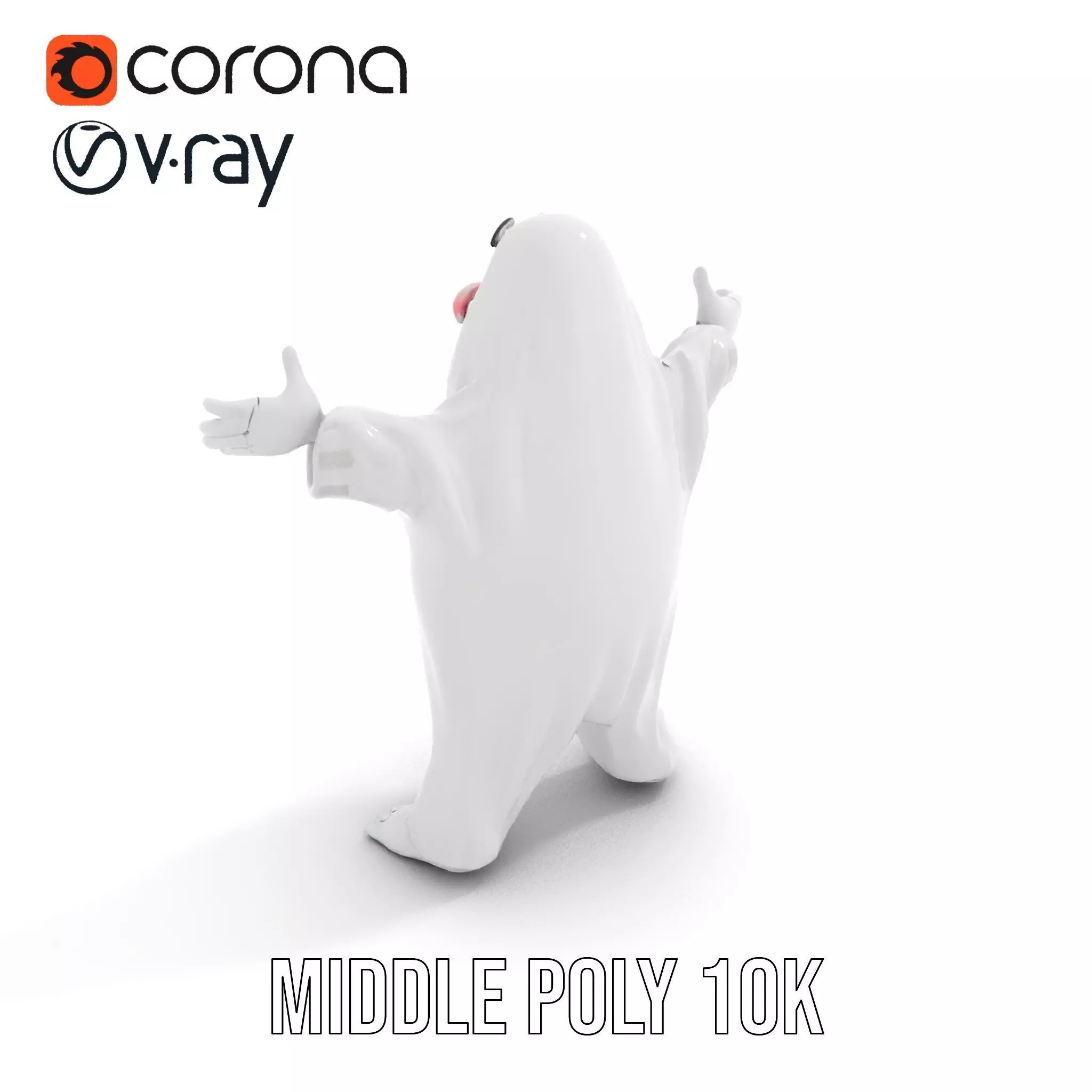 Friendly Ghost Character Model  Rigged and Animated Low-poly 3D model_16