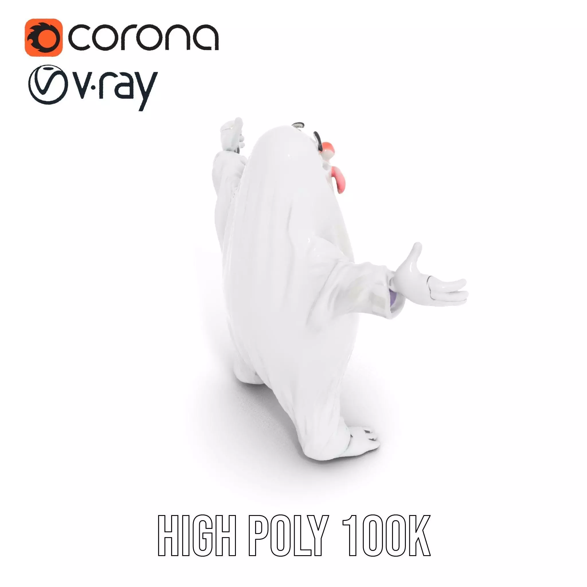 Friendly Ghost Character Model  Rigged and Animated Low-poly 3D model_15