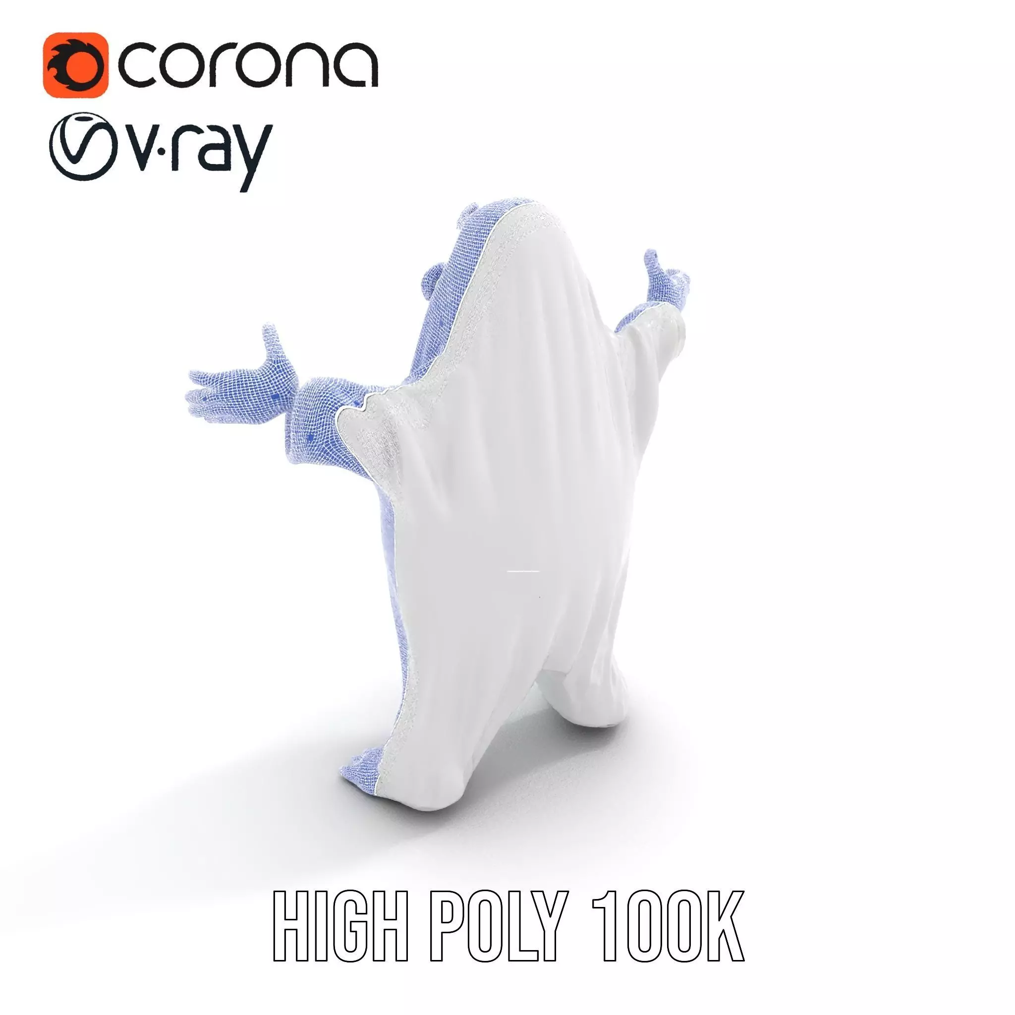 Friendly Ghost Character Model  Rigged and Animated Low-poly 3D model_26