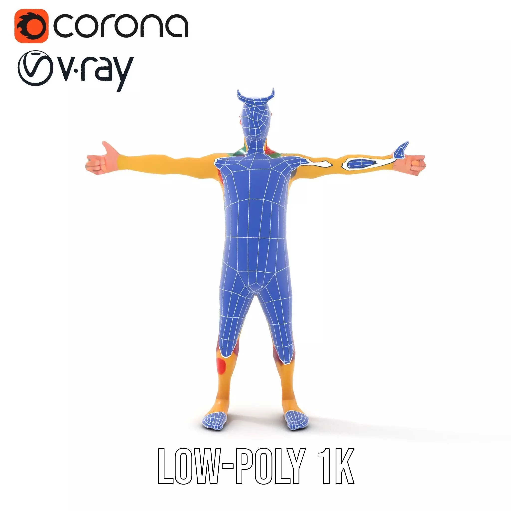 Colorful Monster Character Model Pack with Fur and Horns Low-poly 3D model_18