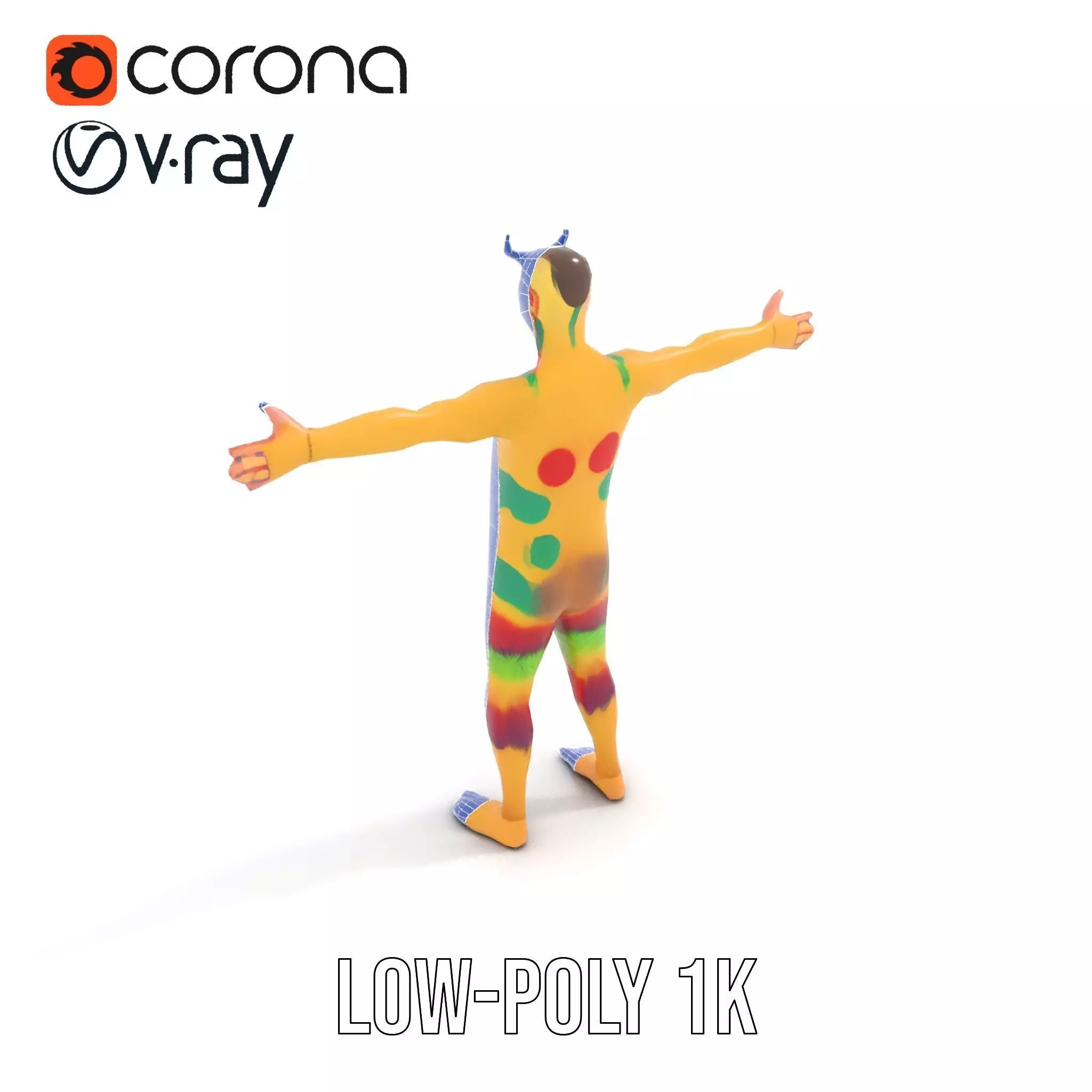 Colorful Monster Character Model Pack with Fur and Horns Low-poly 3D model_29