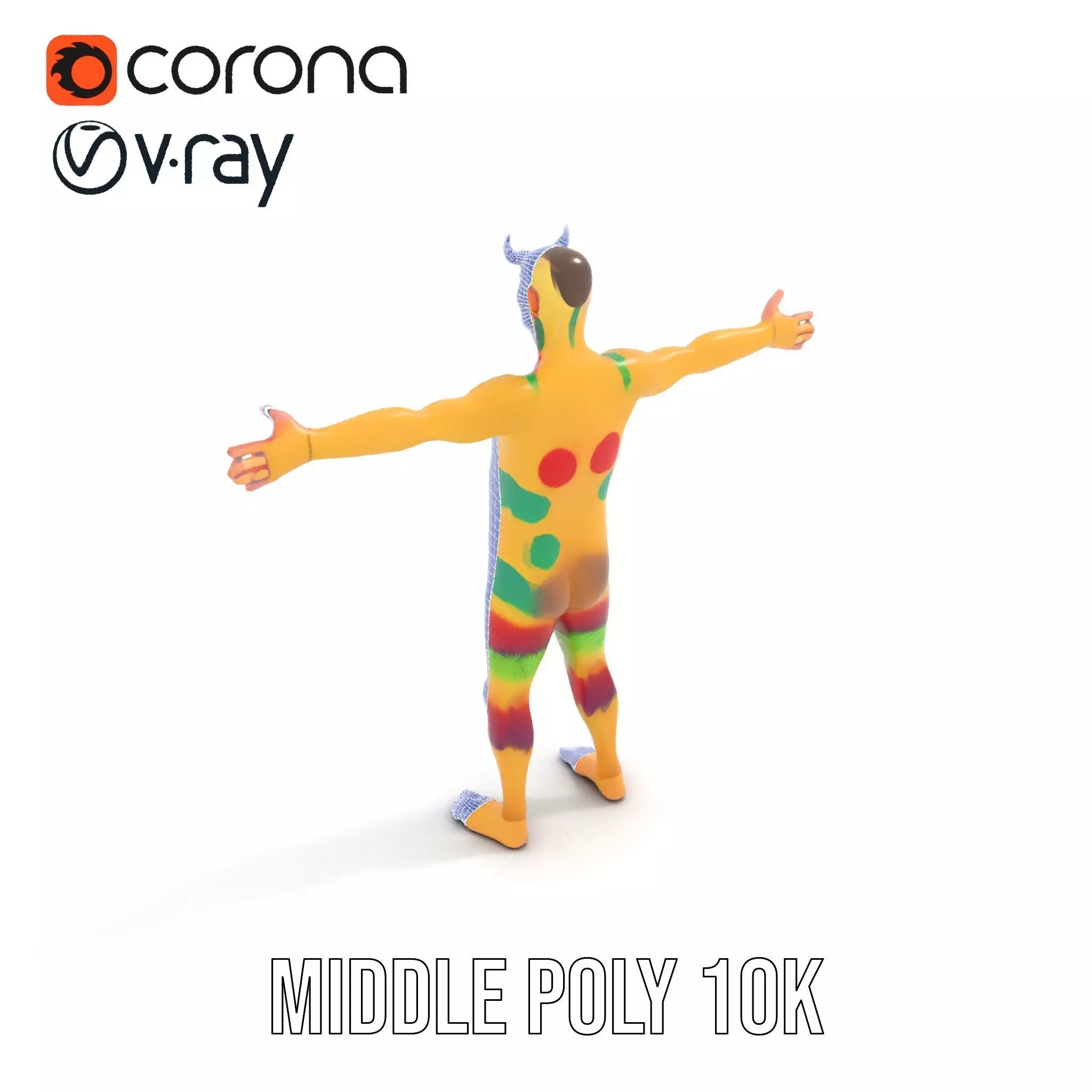 Colorful Monster Character Model Pack with Fur and Horns Low-poly 3D model_14