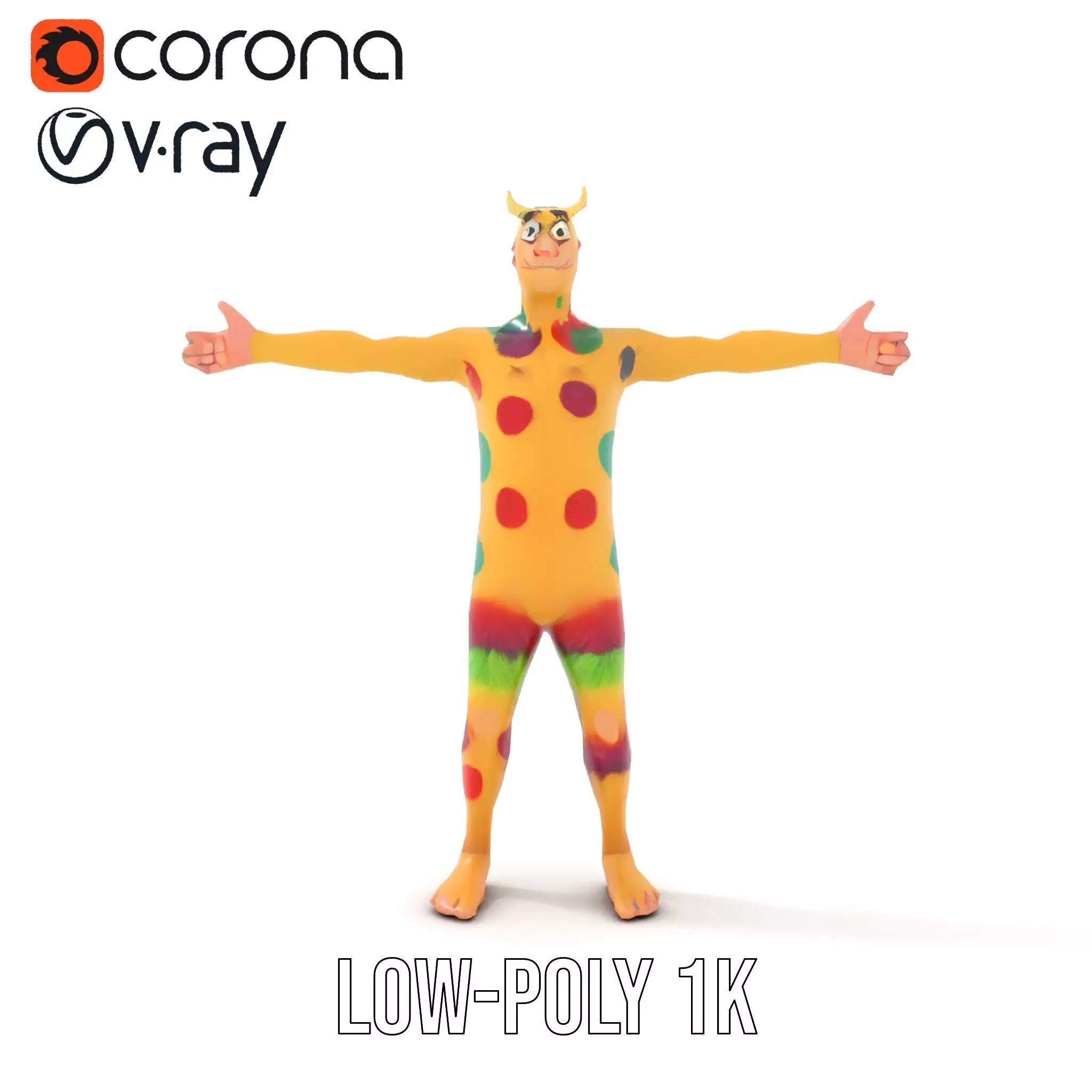 Colorful Monster Character Model Pack with Fur and Horns Low-poly 3D model_23