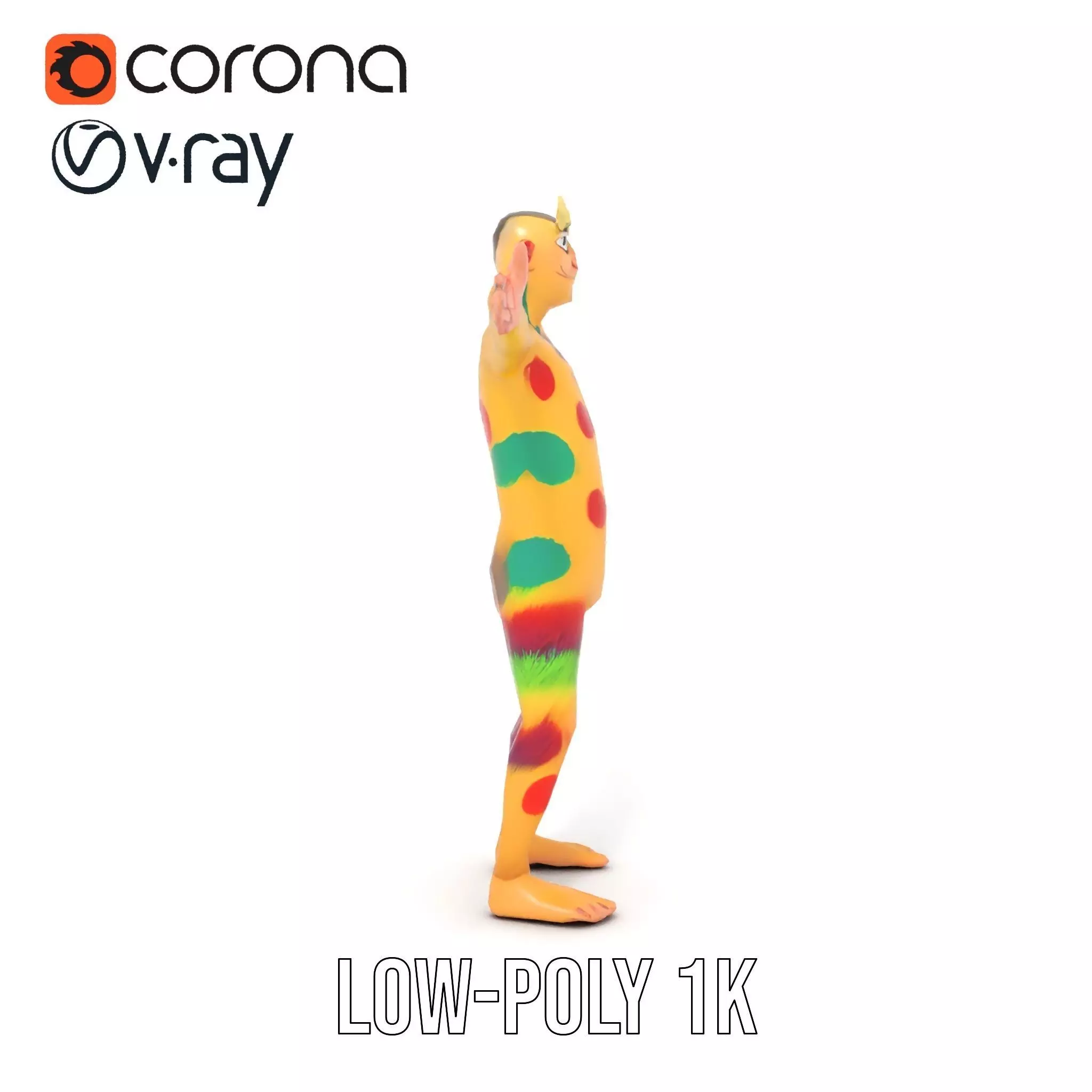 Colorful Monster Character Model Pack with Fur and Horns Low-poly 3D model_15