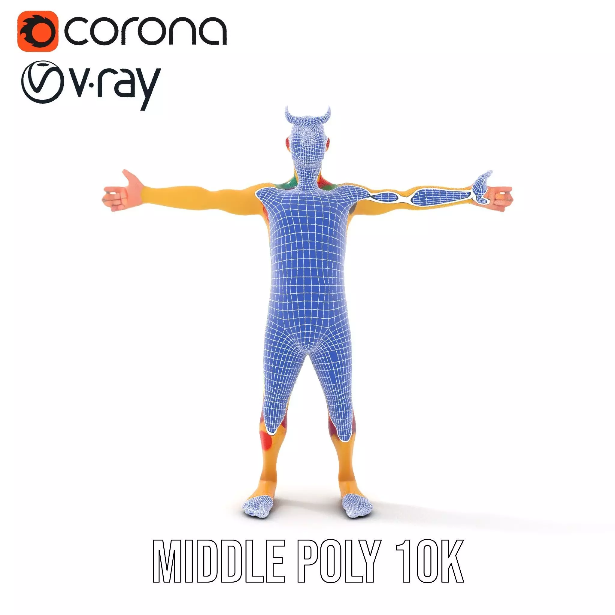 Colorful Monster Character Model Pack with Fur and Horns Low-poly 3D model_22