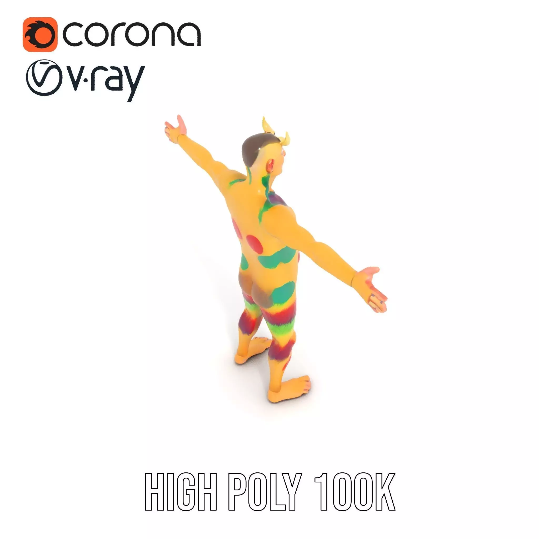 Colorful Monster Character Model Pack with Fur and Horns Low-poly 3D model_10