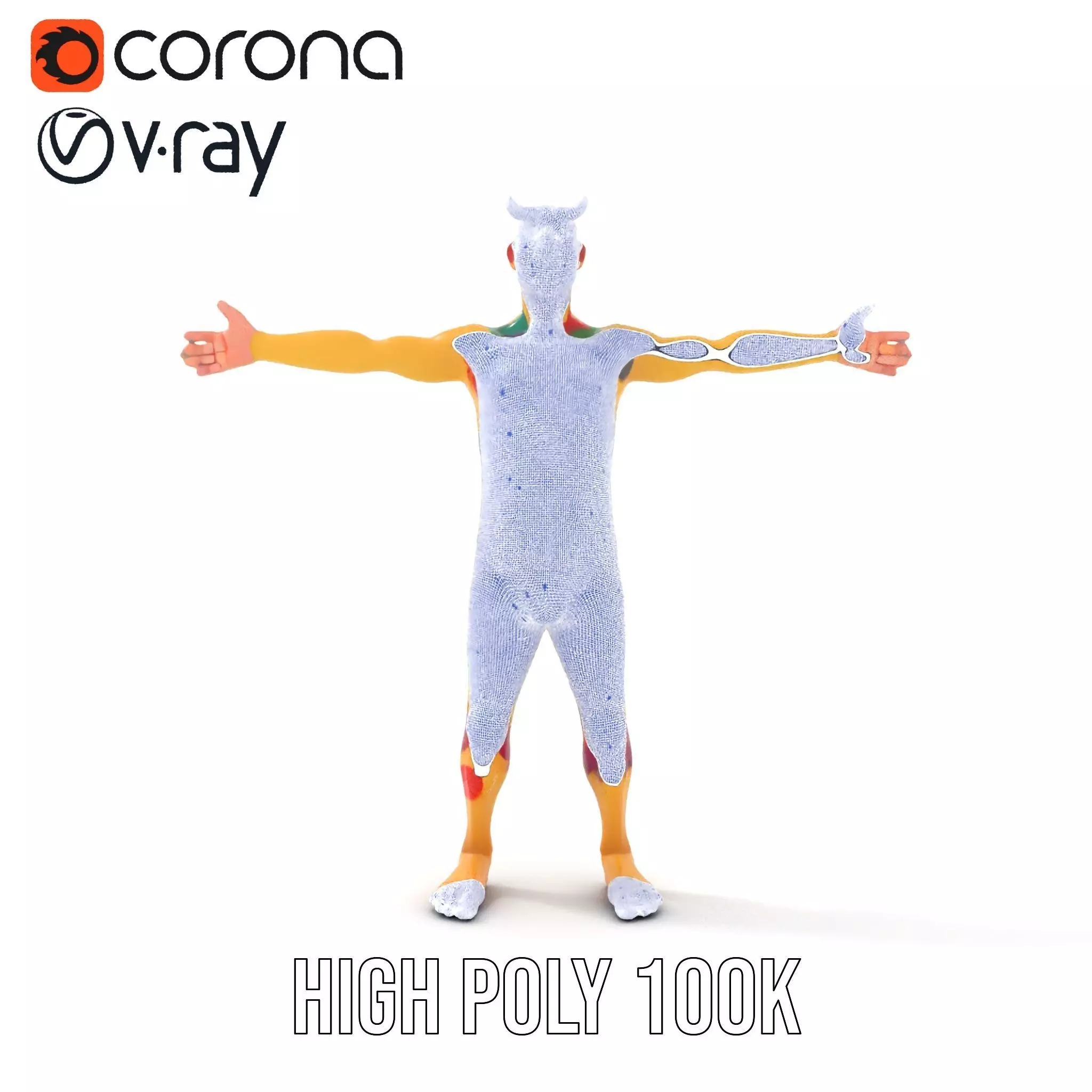 Colorful Monster Character Model Pack with Fur and Horns Low-poly 3D model_30