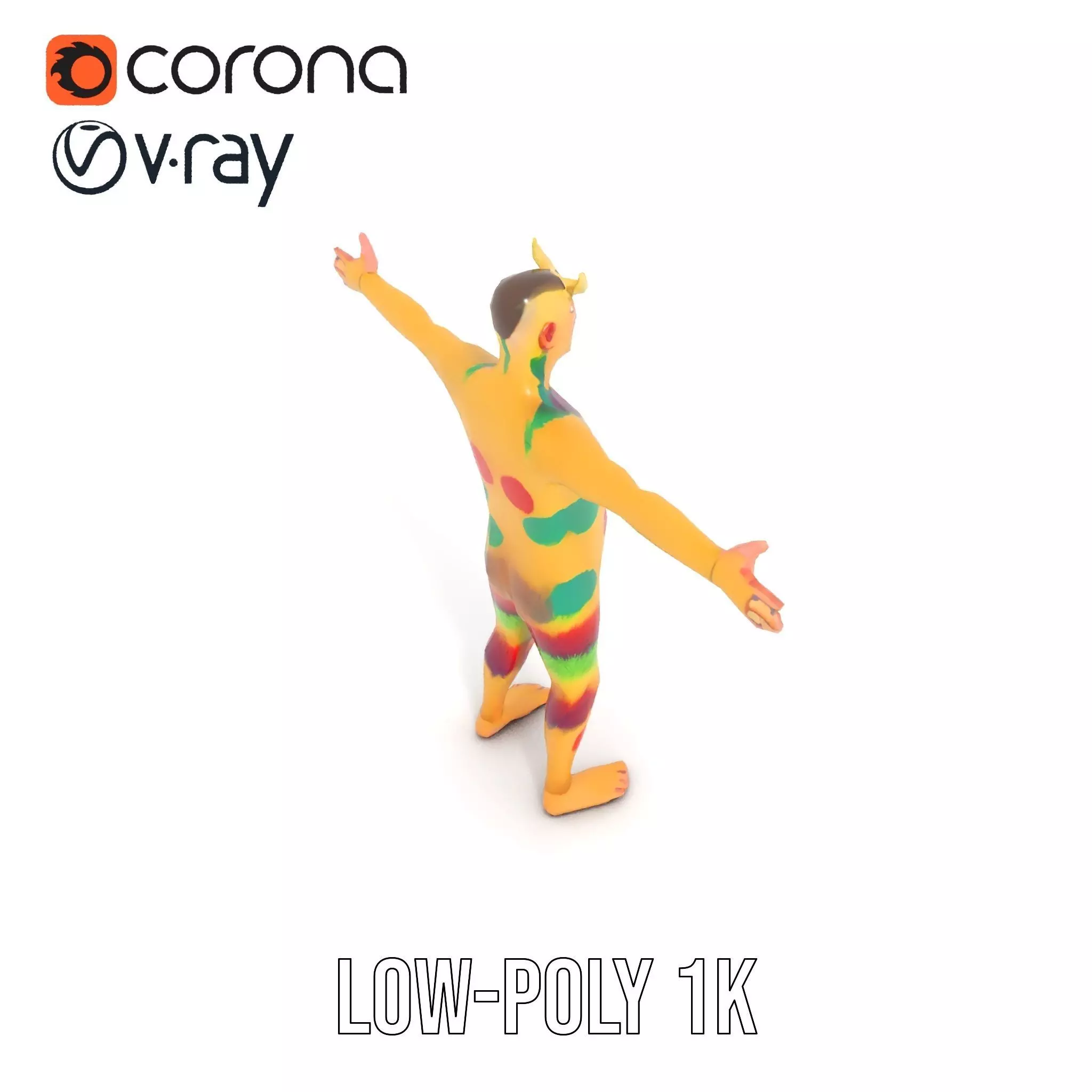 Colorful Monster Character Model Pack with Fur and Horns Low-poly 3D model_12