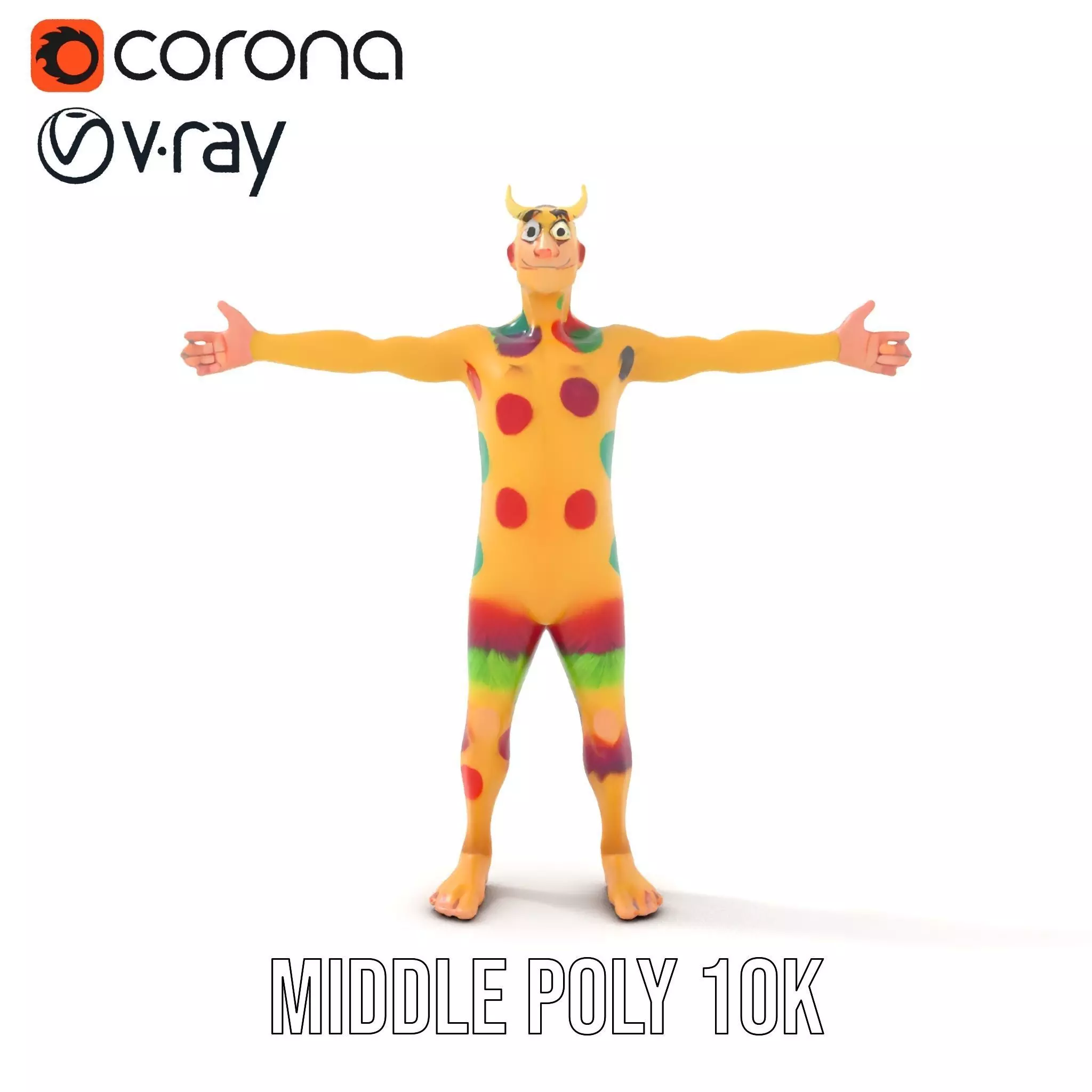 Colorful Monster Character Model Pack with Fur and Horns Low-poly 3D model_7