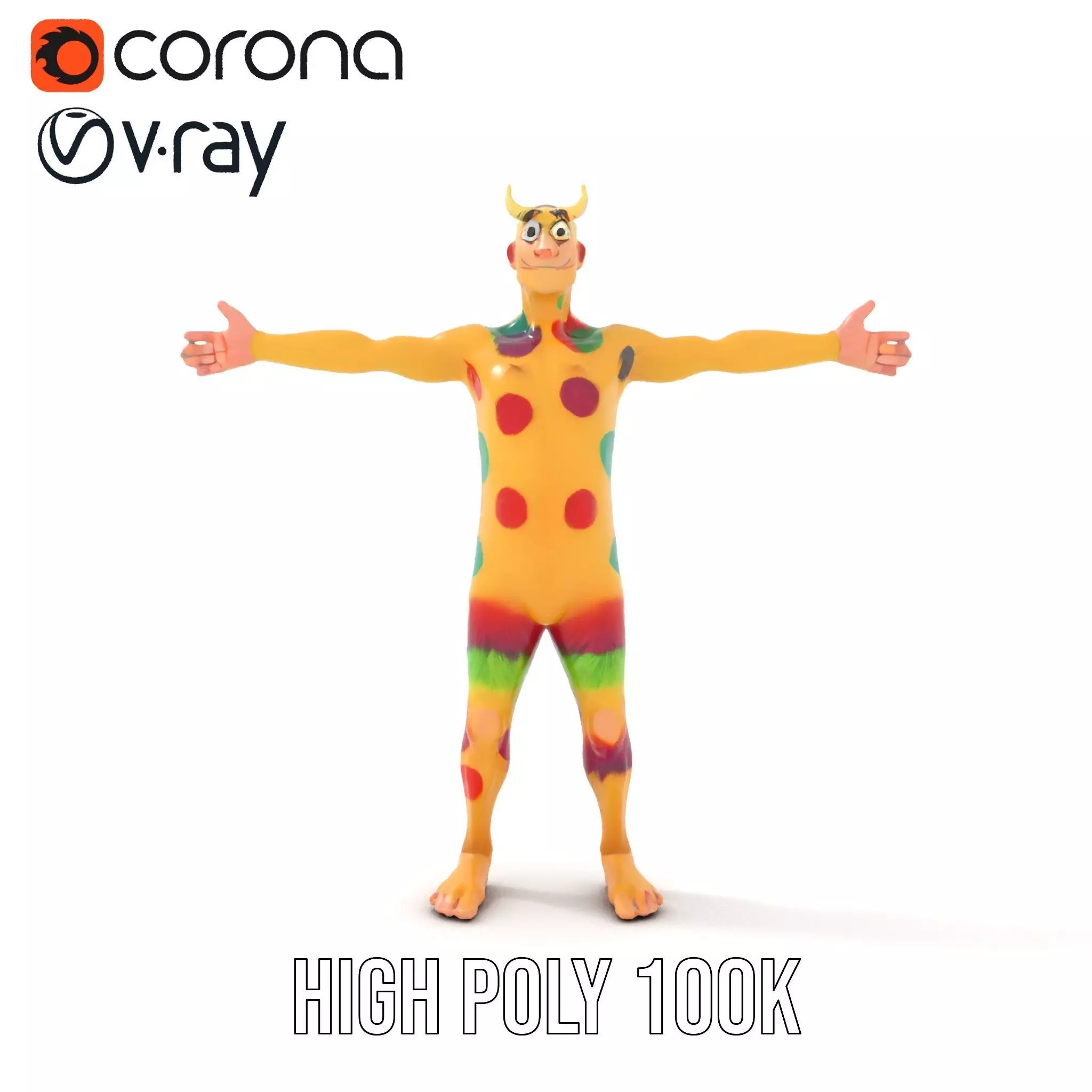 Colorful Monster Character Model Pack with Fur and Horns Low-poly 3D model_13