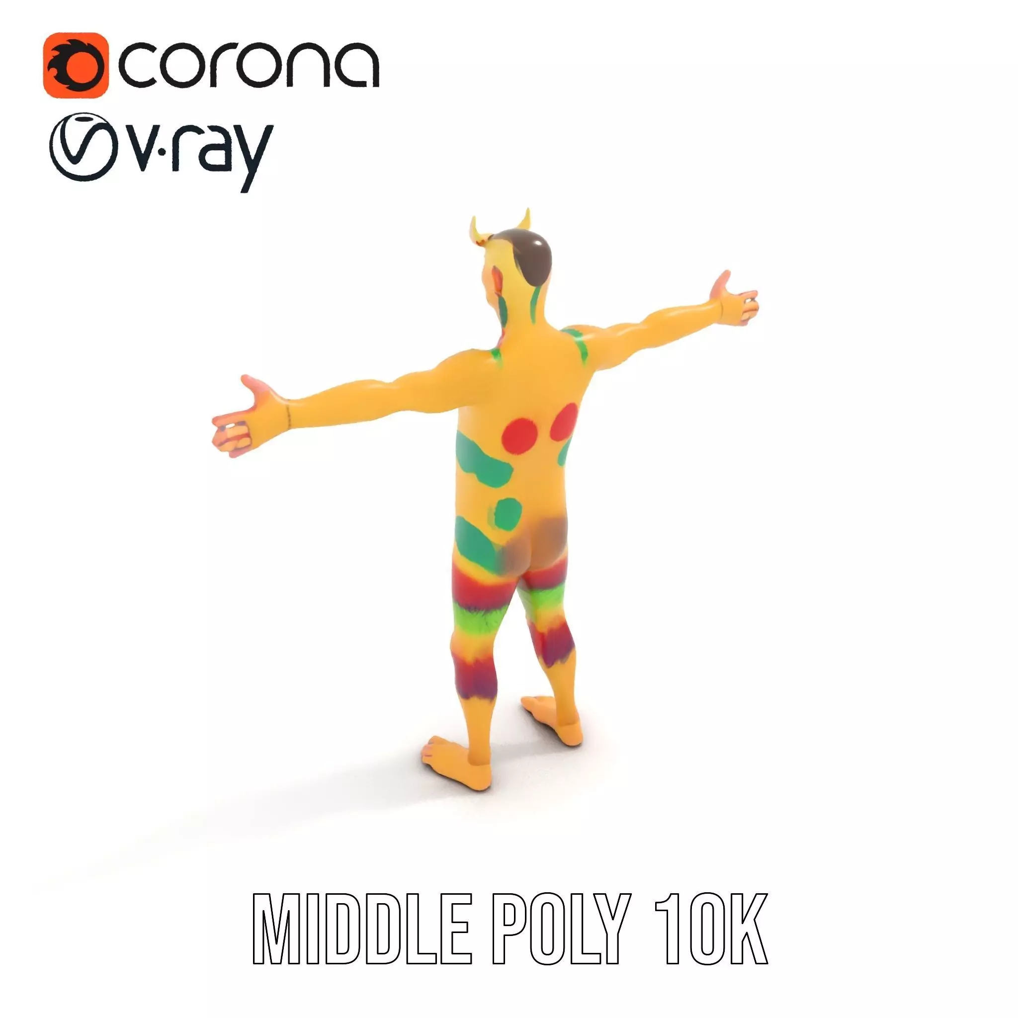 Colorful Monster Character Model Pack with Fur and Horns Low-poly 3D model_28