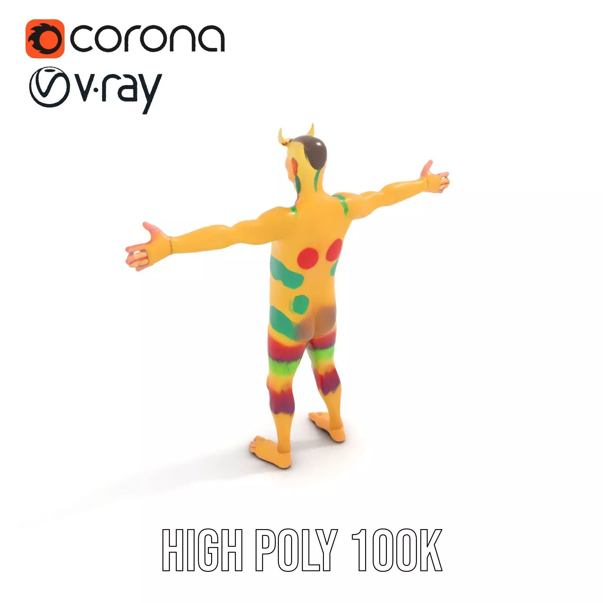 Colorful Monster Character Model Pack with Fur and Horns Low-poly 3D model_16