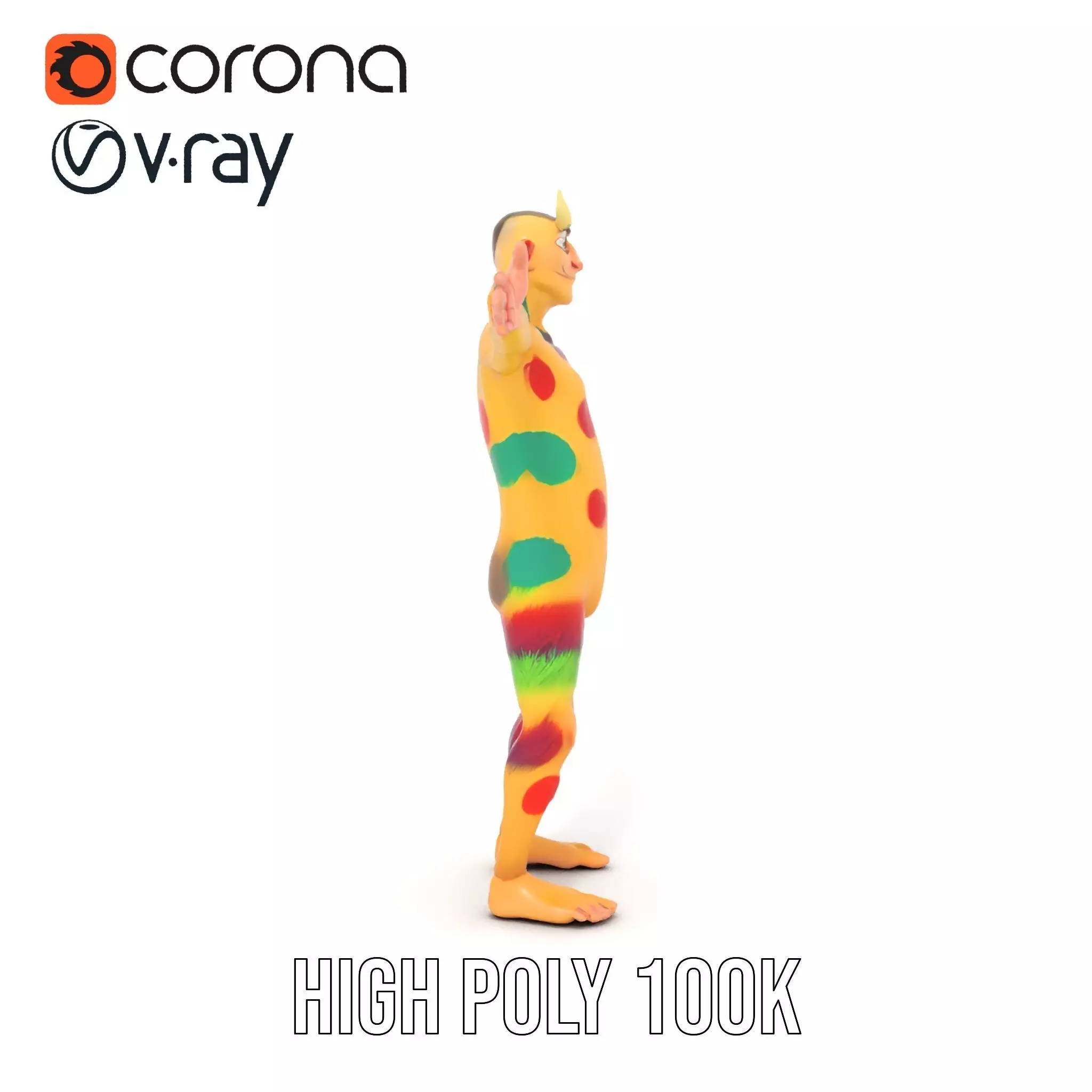 Colorful Monster Character Model Pack with Fur and Horns Low-poly 3D model_19