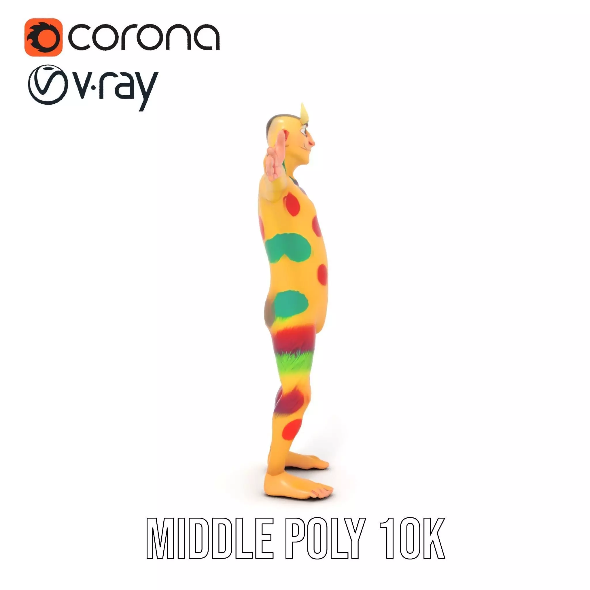 Colorful Monster Character Model Pack with Fur and Horns Low-poly 3D model_11