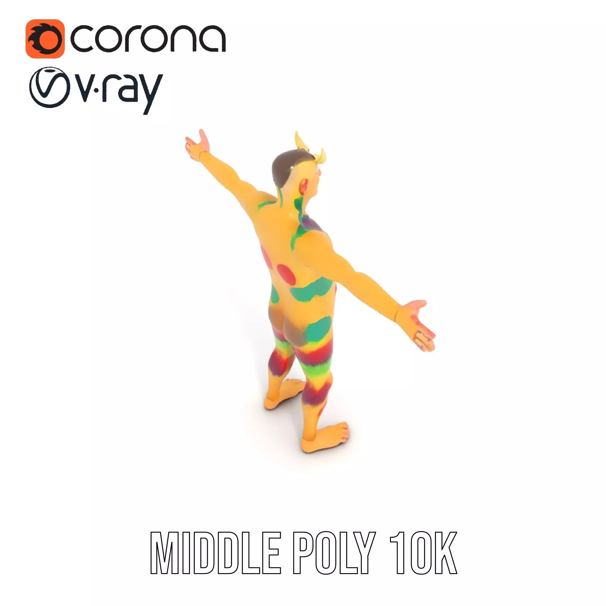 Colorful Monster Character Model Pack with Fur and Horns Low-poly 3D model_25