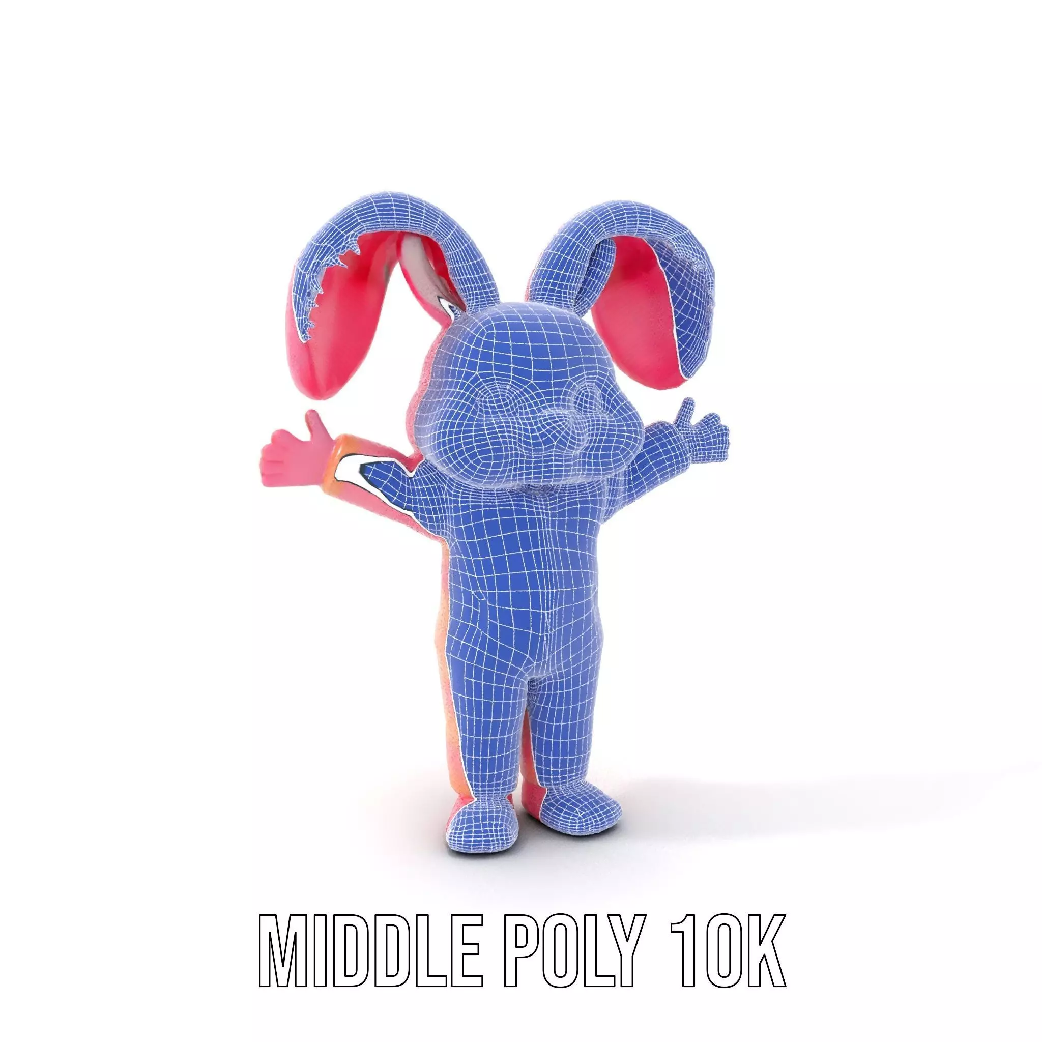 Pink Furry Bunny Character Model Rigged and Animated Low-poly 3D model_19