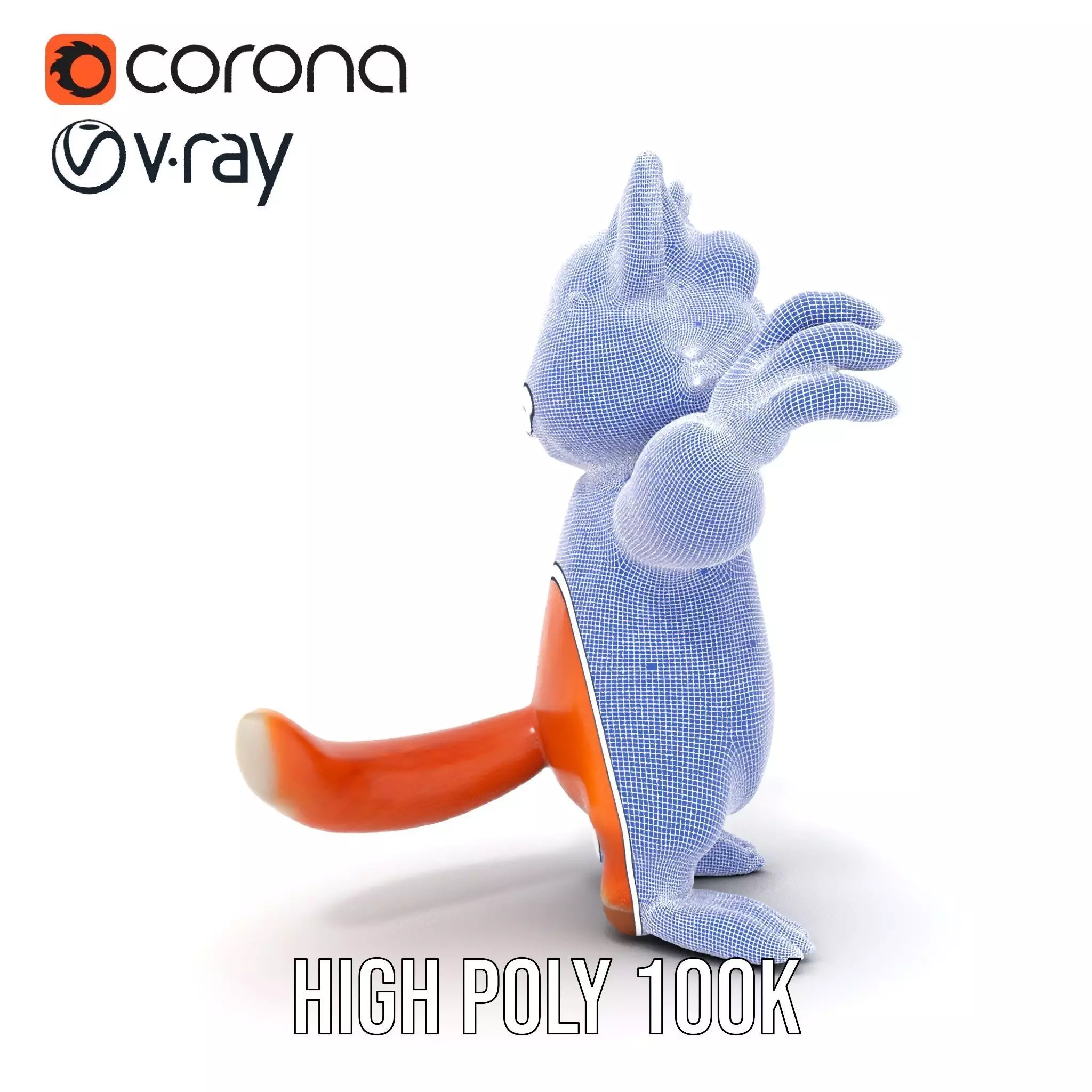 Fluffy Orange Cat Rigged and Animated Character Model Low-poly 3D model_34