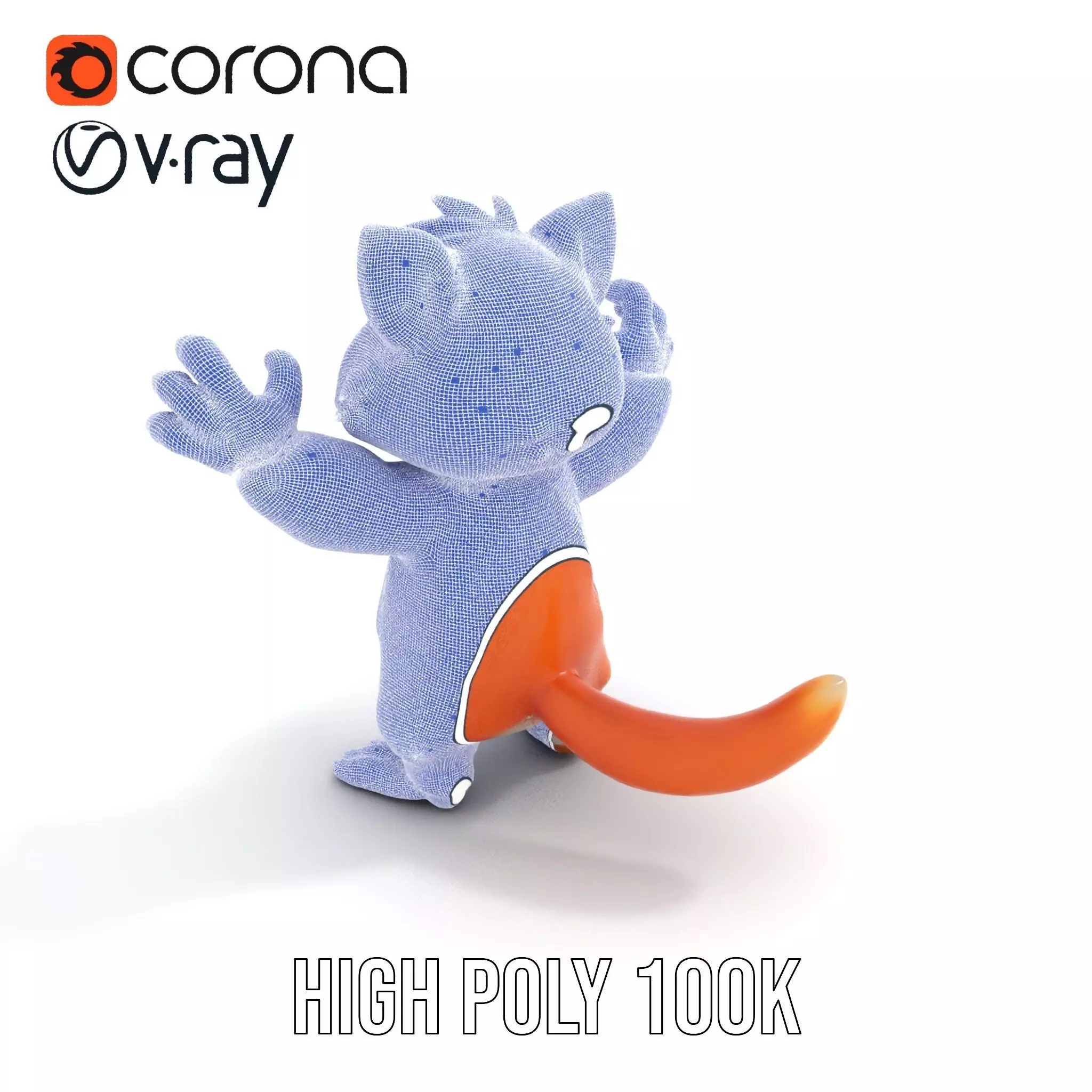 Fluffy Orange Cat Rigged and Animated Character Model Low-poly 3D model_14