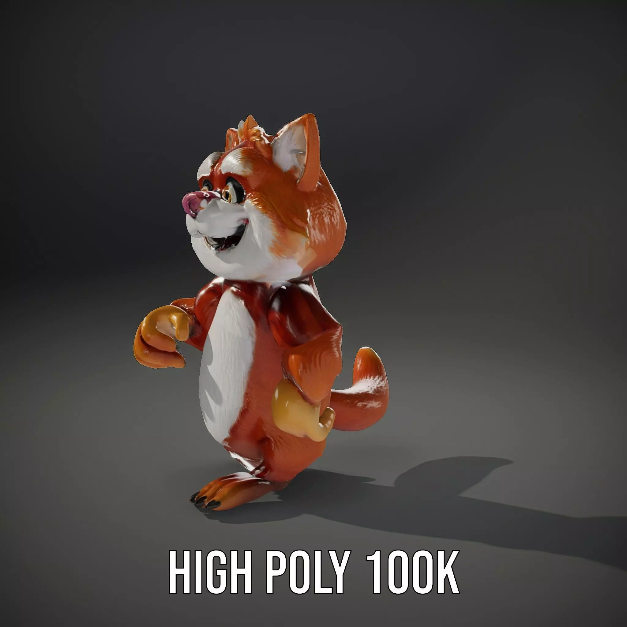Fluffy Orange Cat Rigged and Animated Character Model Low-poly 3D model_28