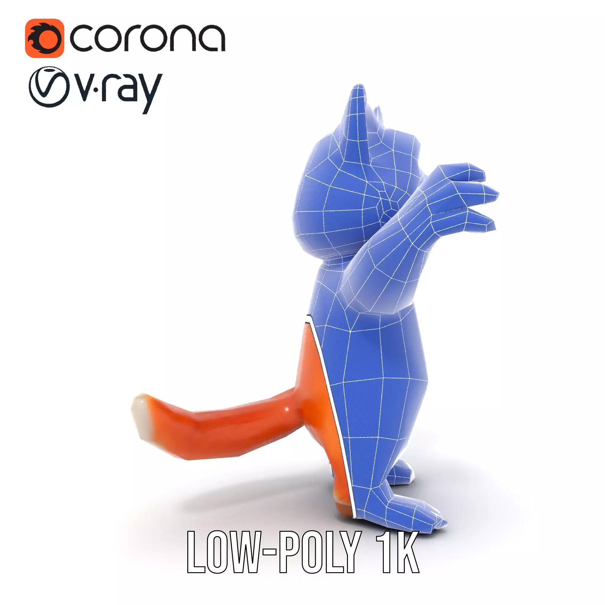 Fluffy Orange Cat Rigged and Animated Character Model Low-poly 3D model_24