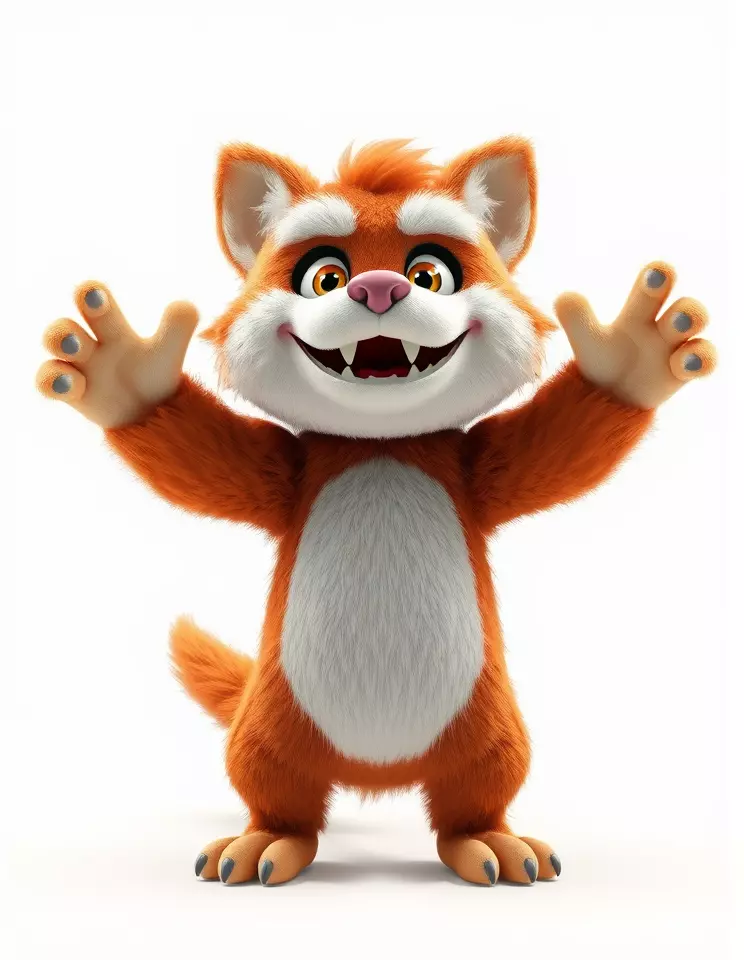 Fluffy Orange Cat Rigged and Animated Character Model Low-poly 3D model_2