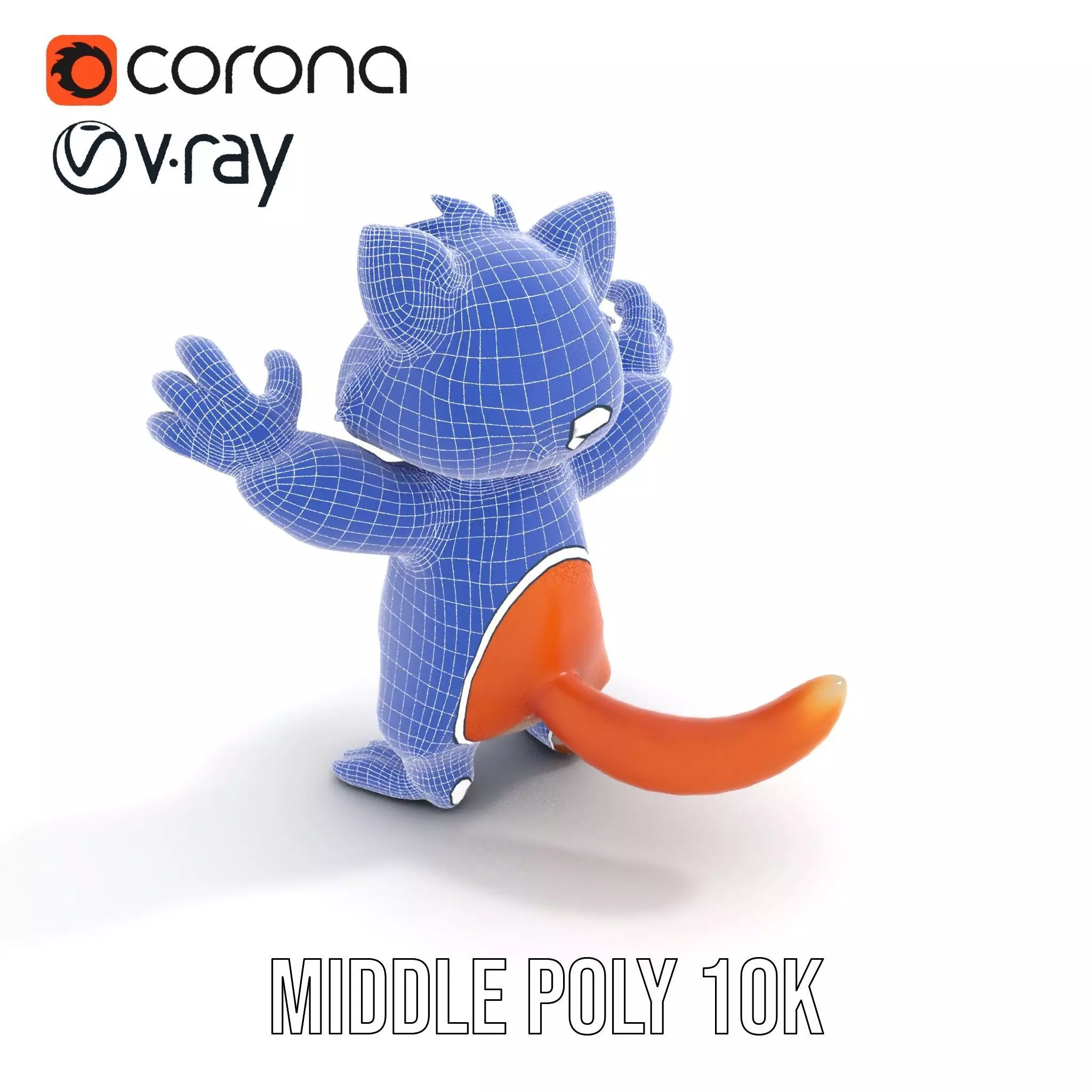 Fluffy Orange Cat Rigged and Animated Character Model Low-poly 3D model_26
