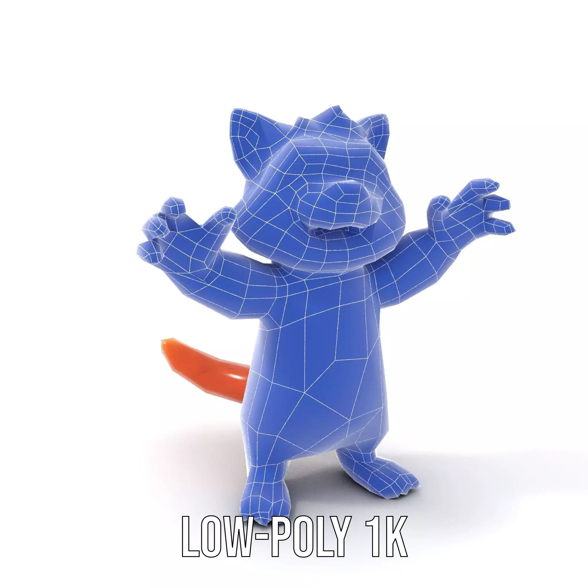 Fluffy Orange Cat Rigged and Animated Character Model Low-poly 3D model_7