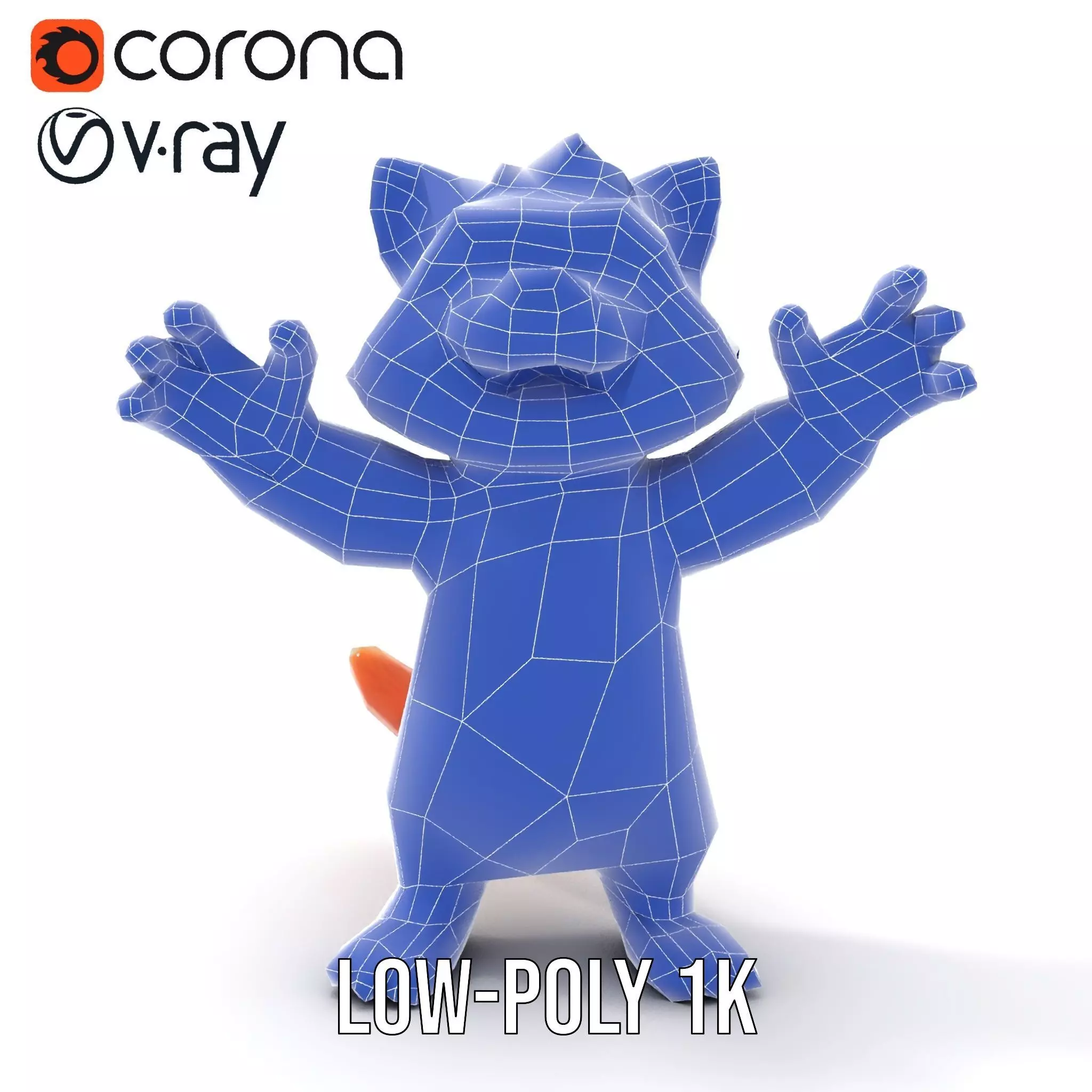 Fluffy Orange Cat Rigged and Animated Character Model Low-poly 3D model_16
