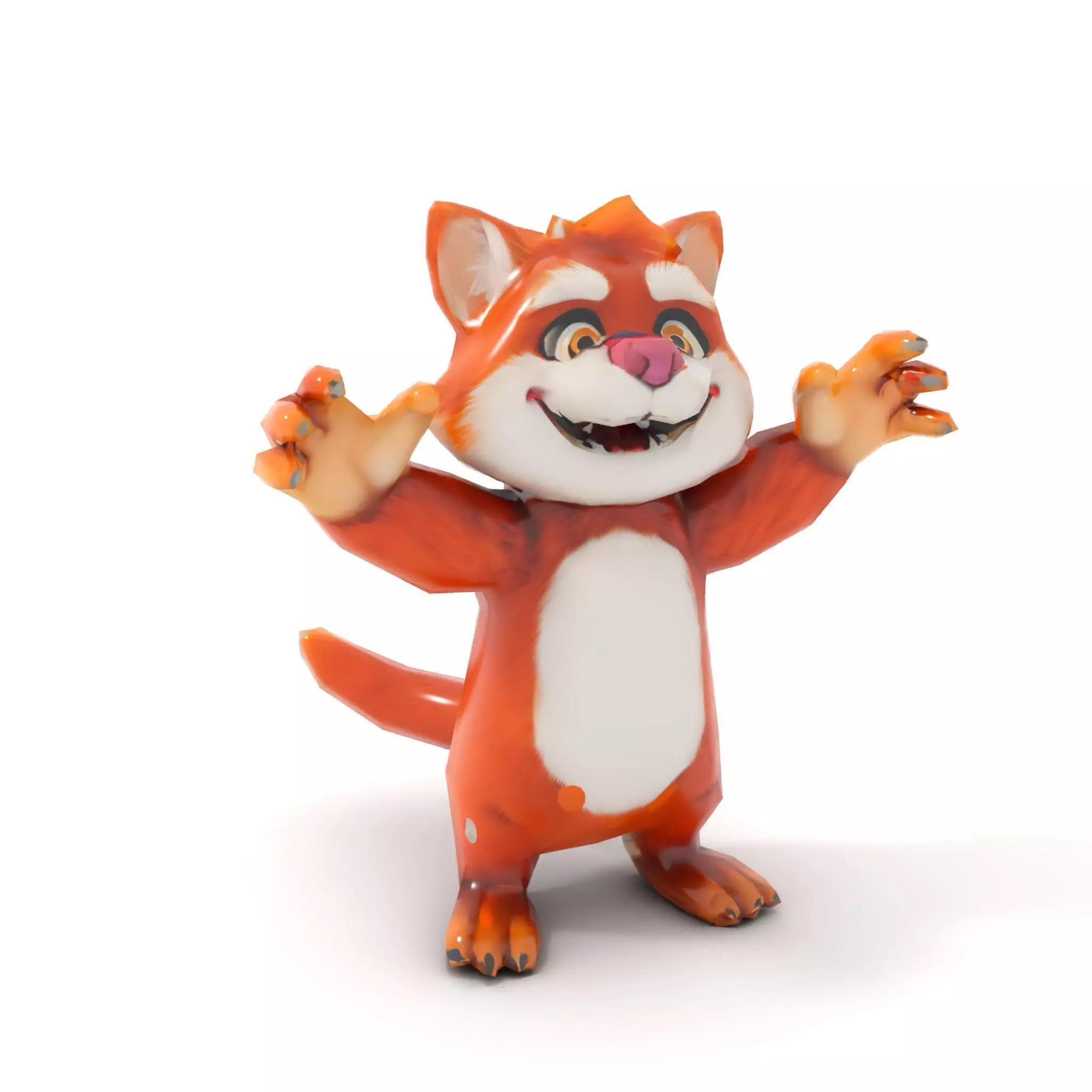Fluffy Orange Cat Rigged and Animated Character Model Low-poly 3D model_19